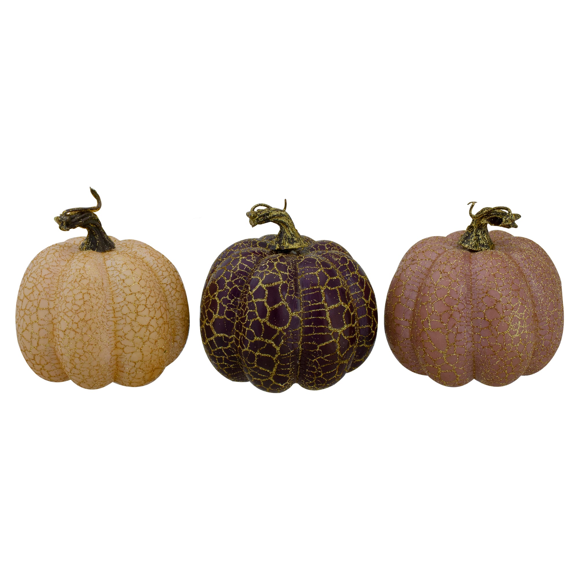 4&#x22; Brown &#x26; Purple Fall Harvest Tabletop Pumpkin Set