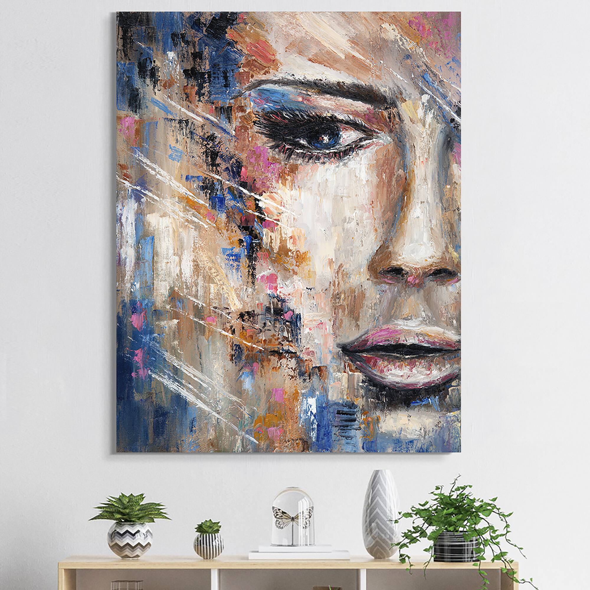 Designart - Portrait Of A Young Woman IV - Contemporary Canvas Wall Art Print