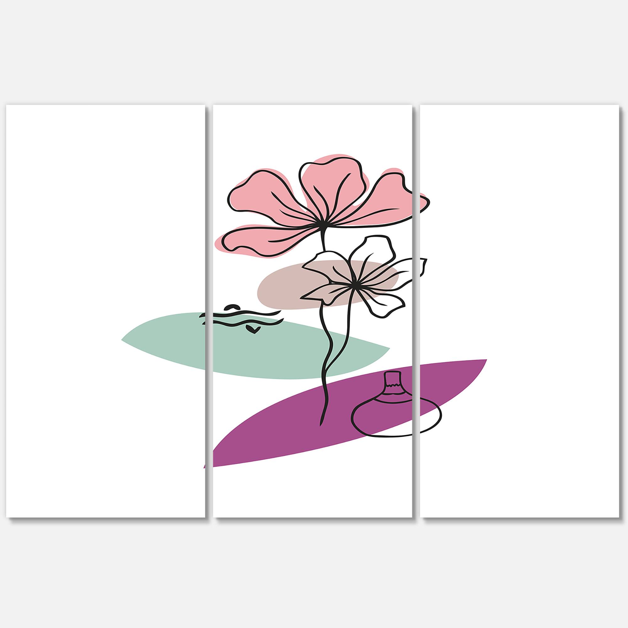 Designart - Elementary Shapes With Abstract Flowers Plants IV