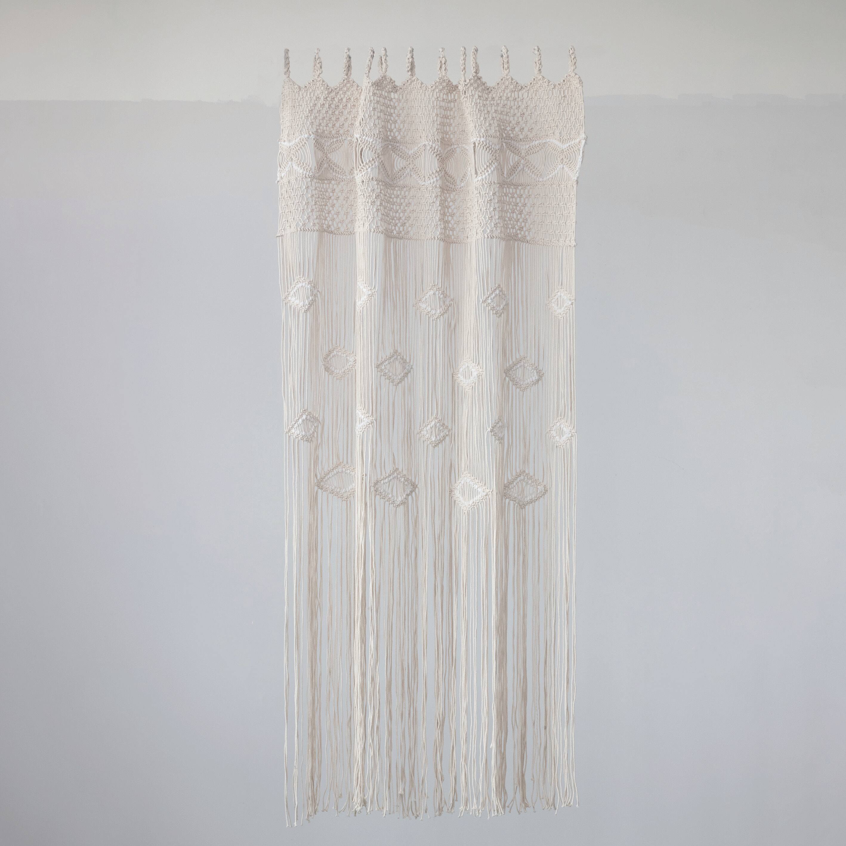 84&#x22; Hand-Woven Cotton Blend Macram&#xE9; Curtain