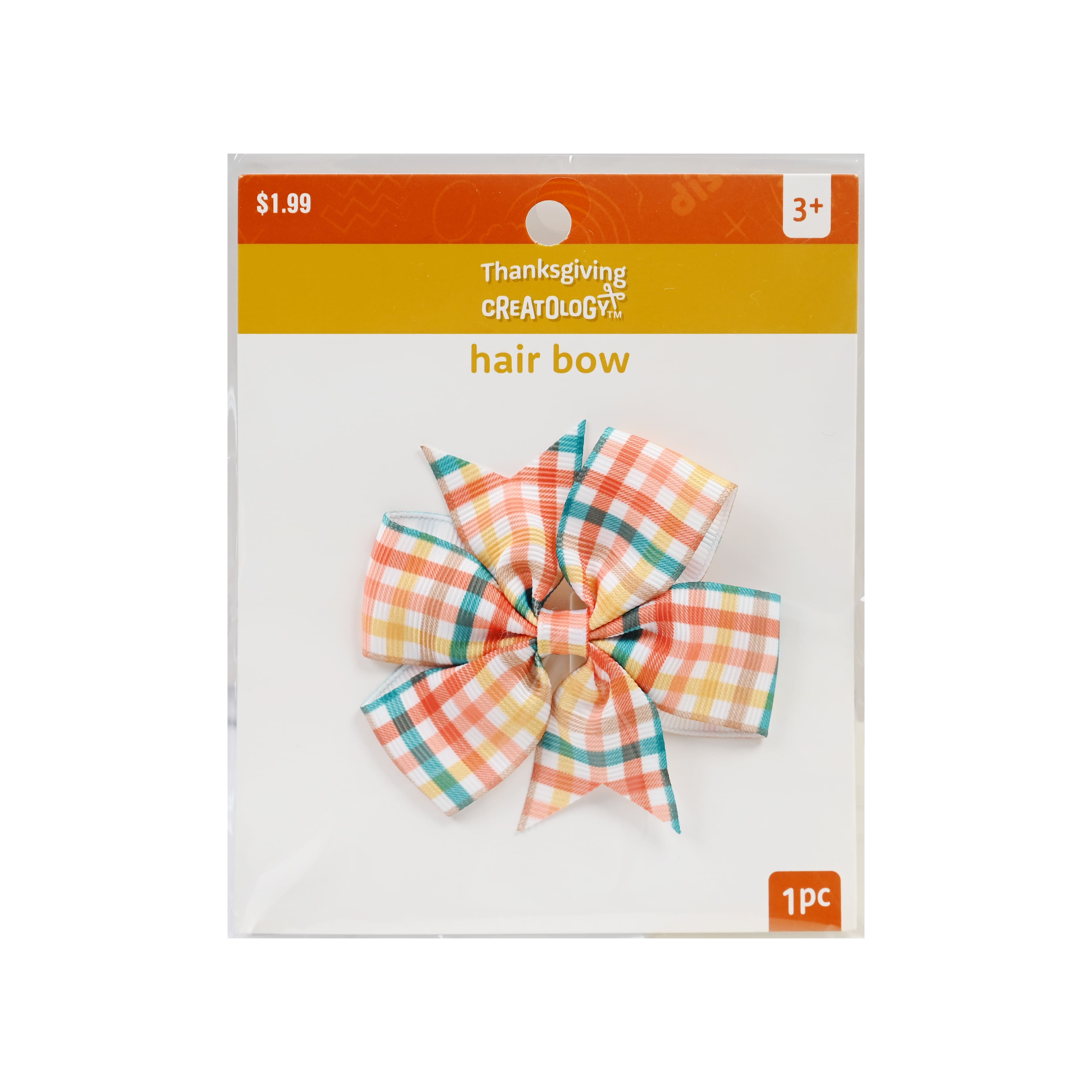 Thanksgiving Gingham Hair Bow Clip by Creatology&#x2122;