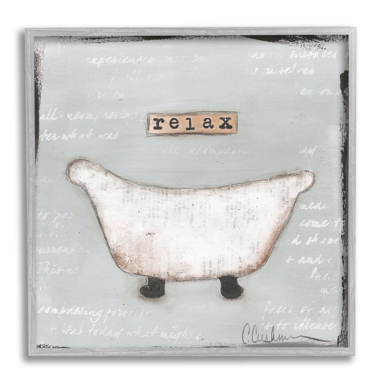 Stupell Industries Relax Bathtub Pastels Bath Framed Wall Art