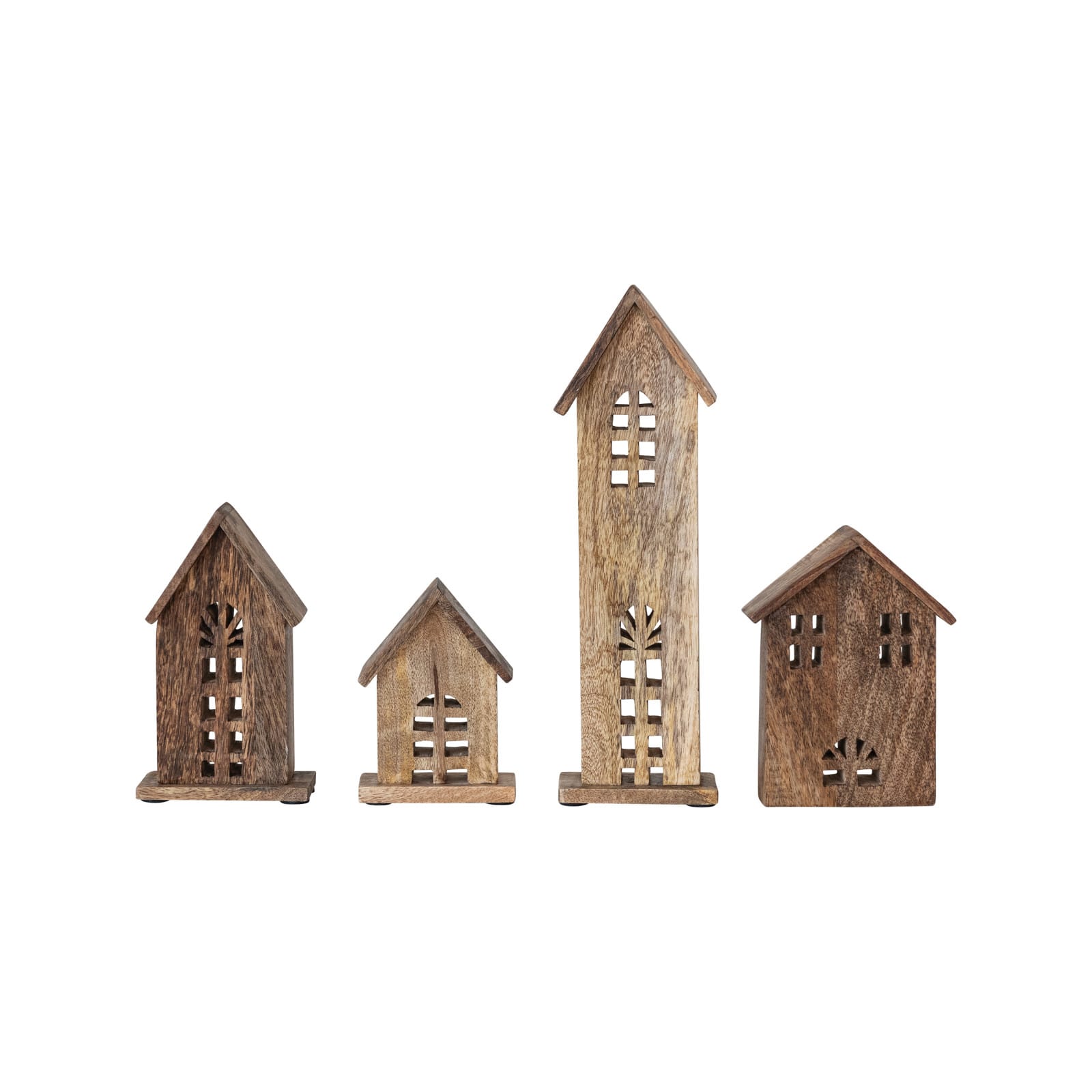 Hello Honey&#xAE; Natural Carved Mango Wood House Set