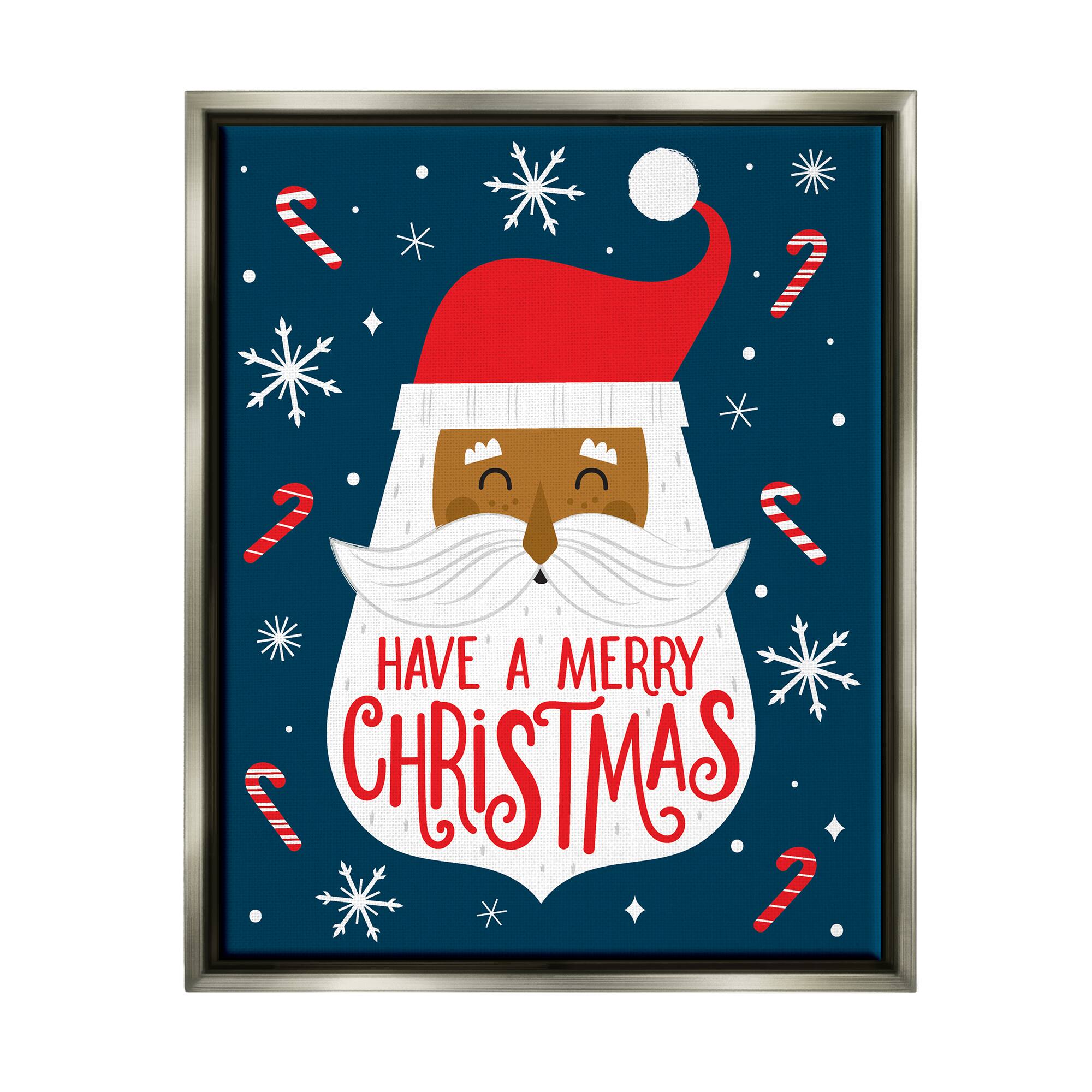 Stupell Industries Have Merry Christmas Patterned Santa Framed Floater Canvas Wall Art