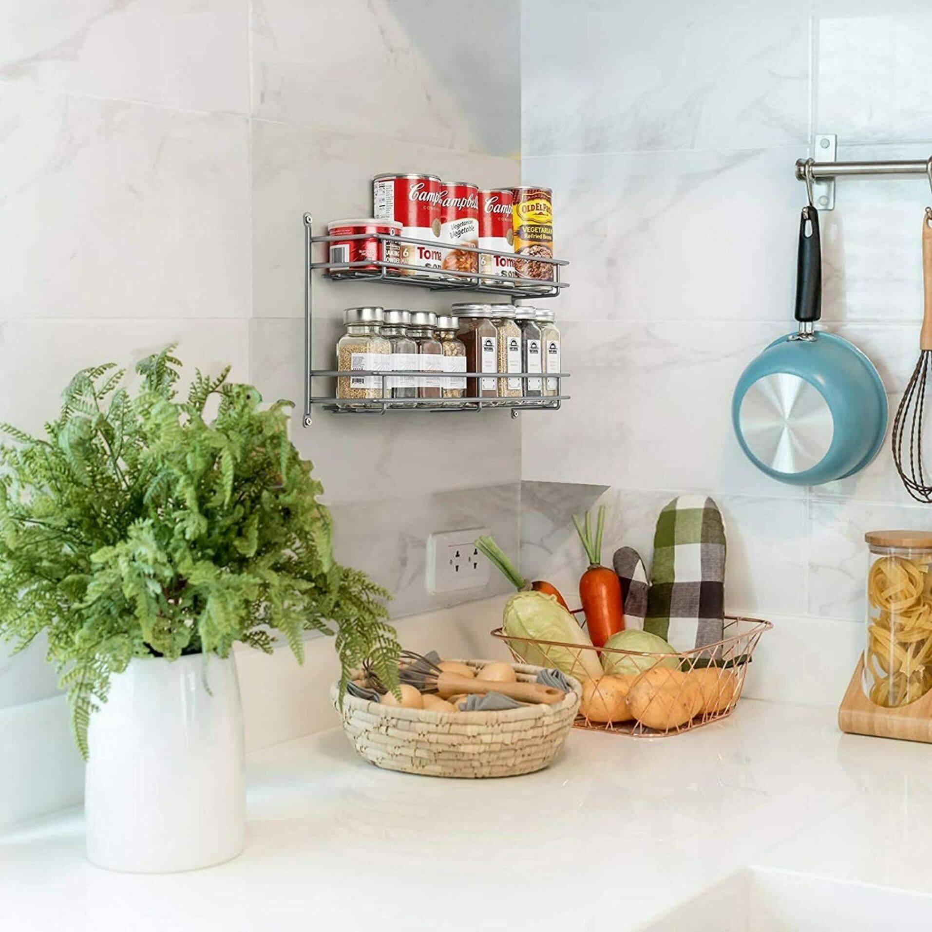 NEX™ 2-Tier Wall-Mounted Seasonings Jar Storage Rack, 2ct.