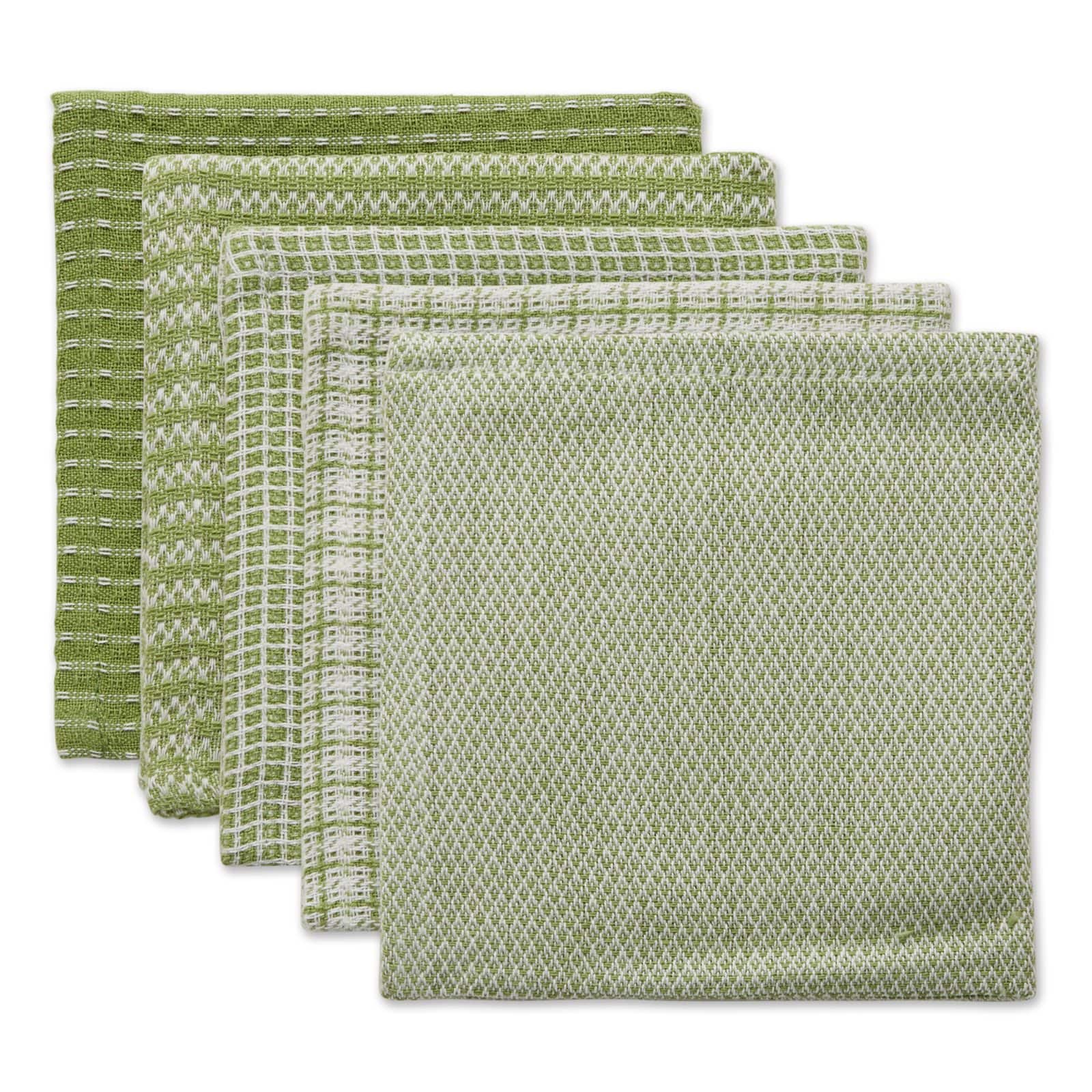 DII® Antique Green Mixed Pattern Dishcloths, 5ct.
