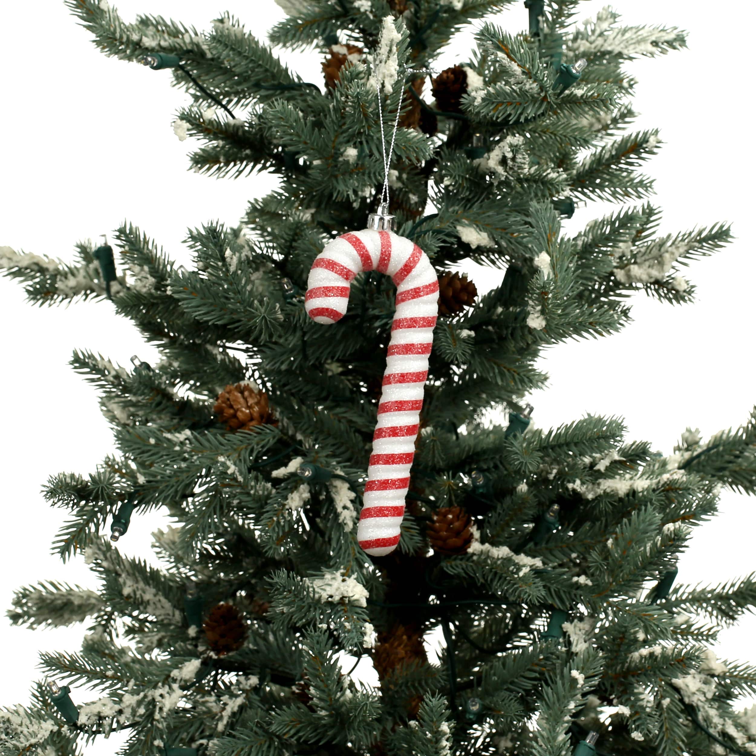 4 Pack 6.6&#x22; Red &#x26; White Glitter Shatterproof Candy Cane Ornaments by Ashland&#xAE;