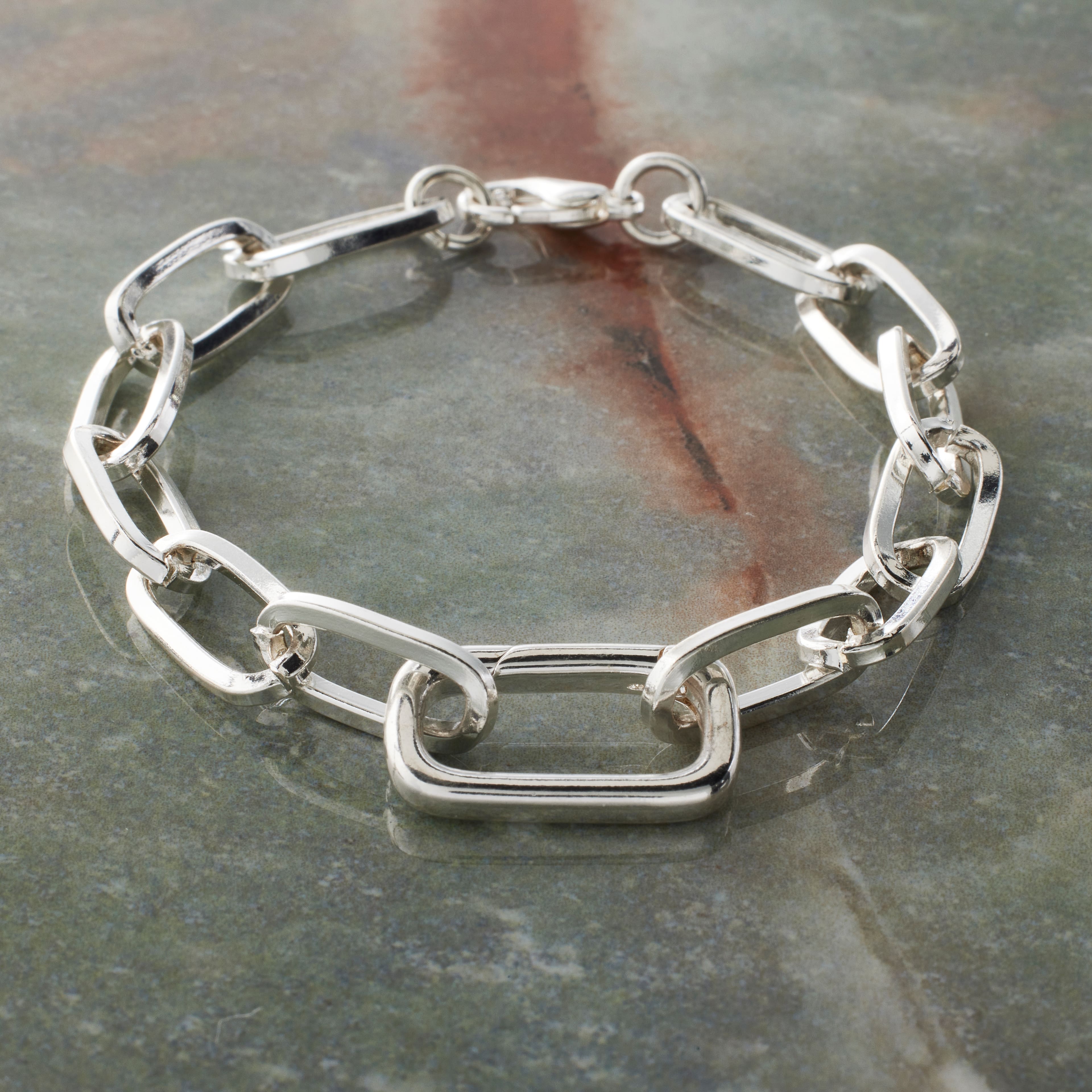 7.1&#x22; Silver Paperclip Link Charm Bracelet by Bead Landing&#x2122;