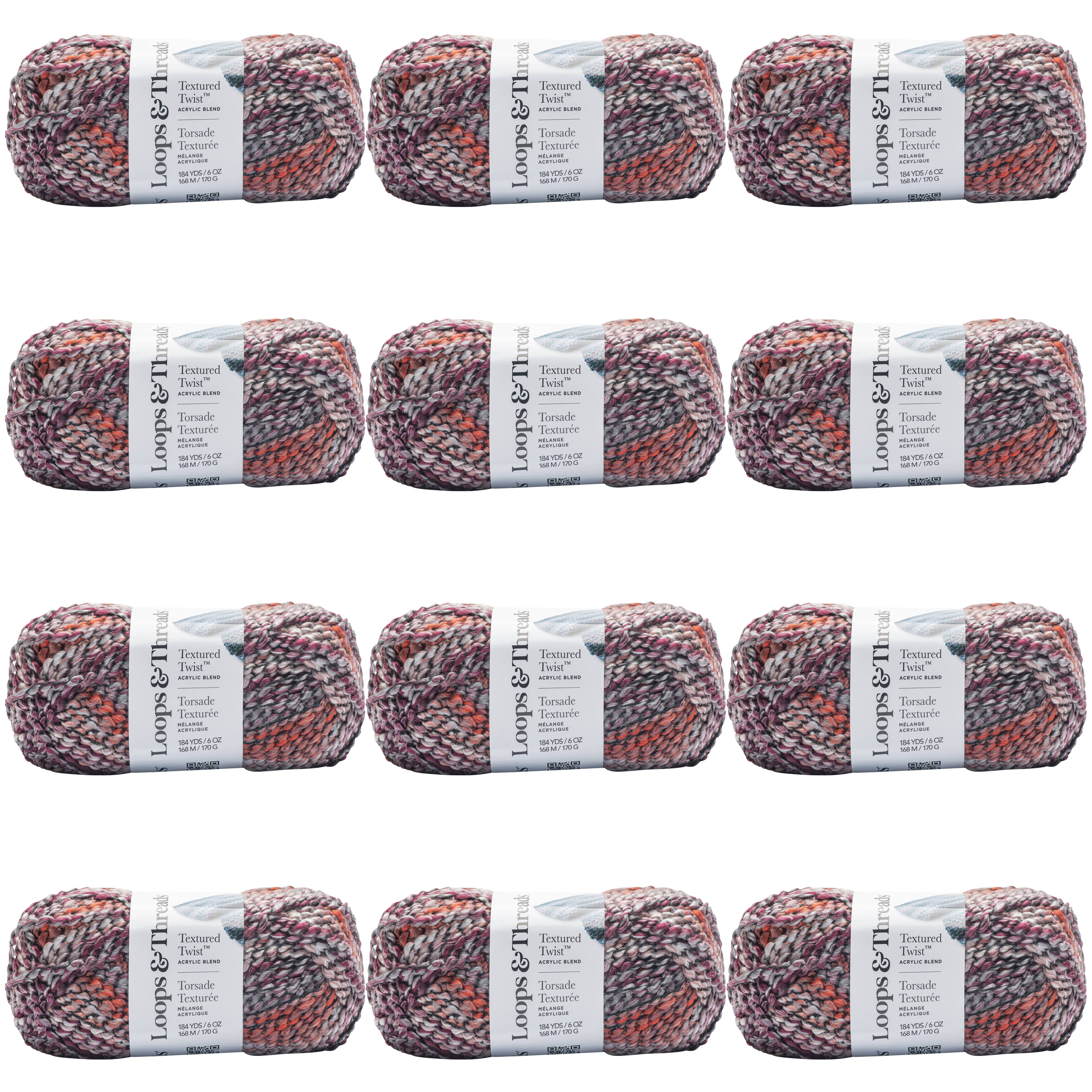 12 Pack: Textured Twist&#x2122; Yarn by Loops &#x26; Threads&#xAE;