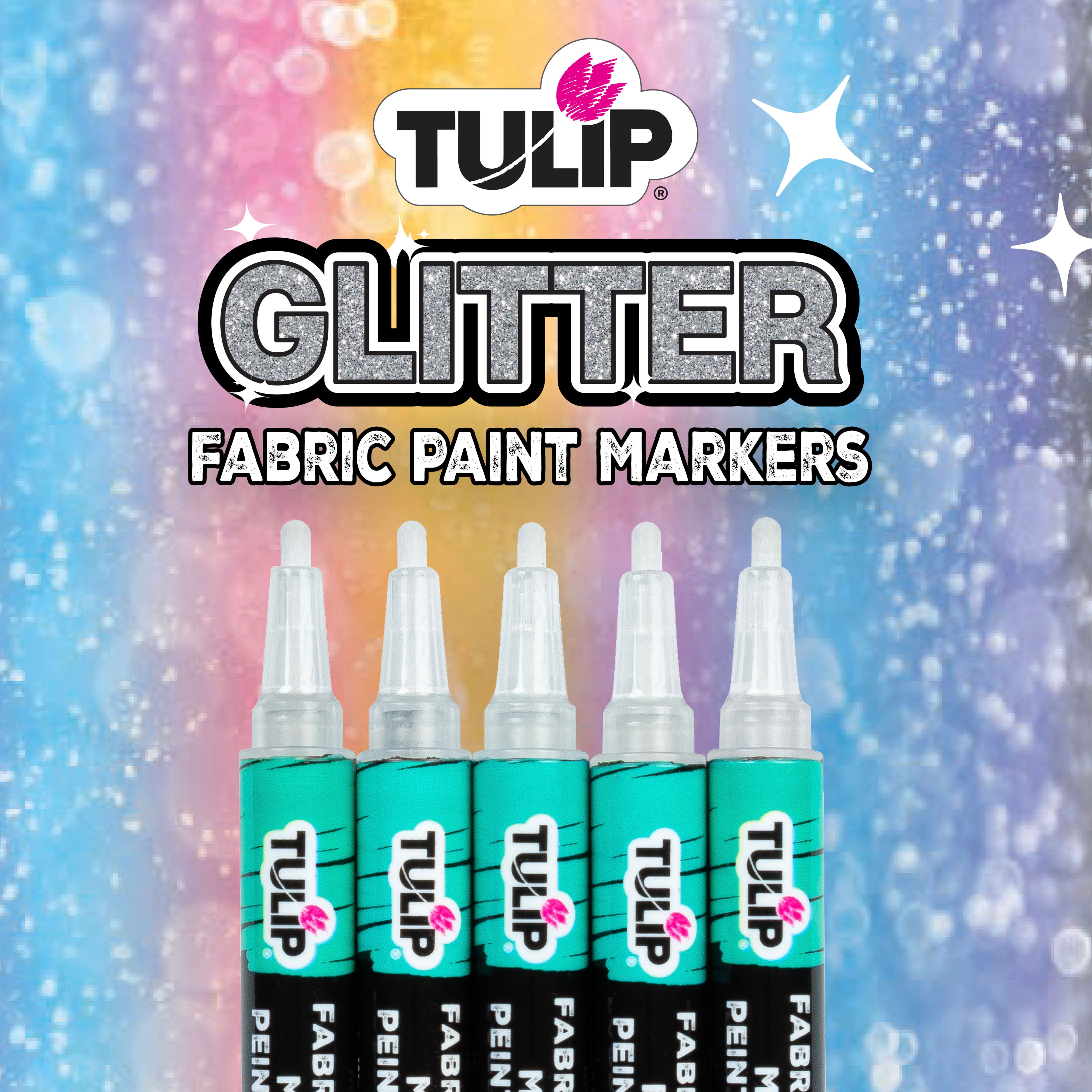 Tulip&#xAE; Glitter Fabric Paint Markers, 5ct.