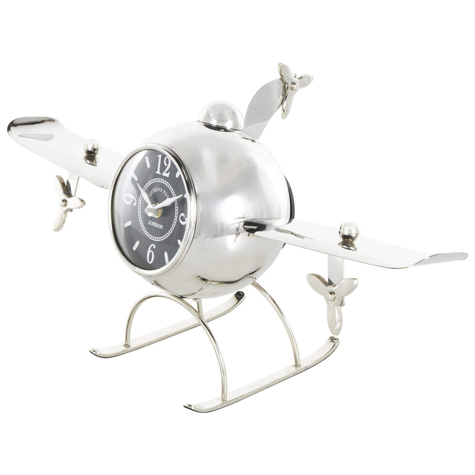 19" Silver Stainless Steel Decorative Airplane Clock
