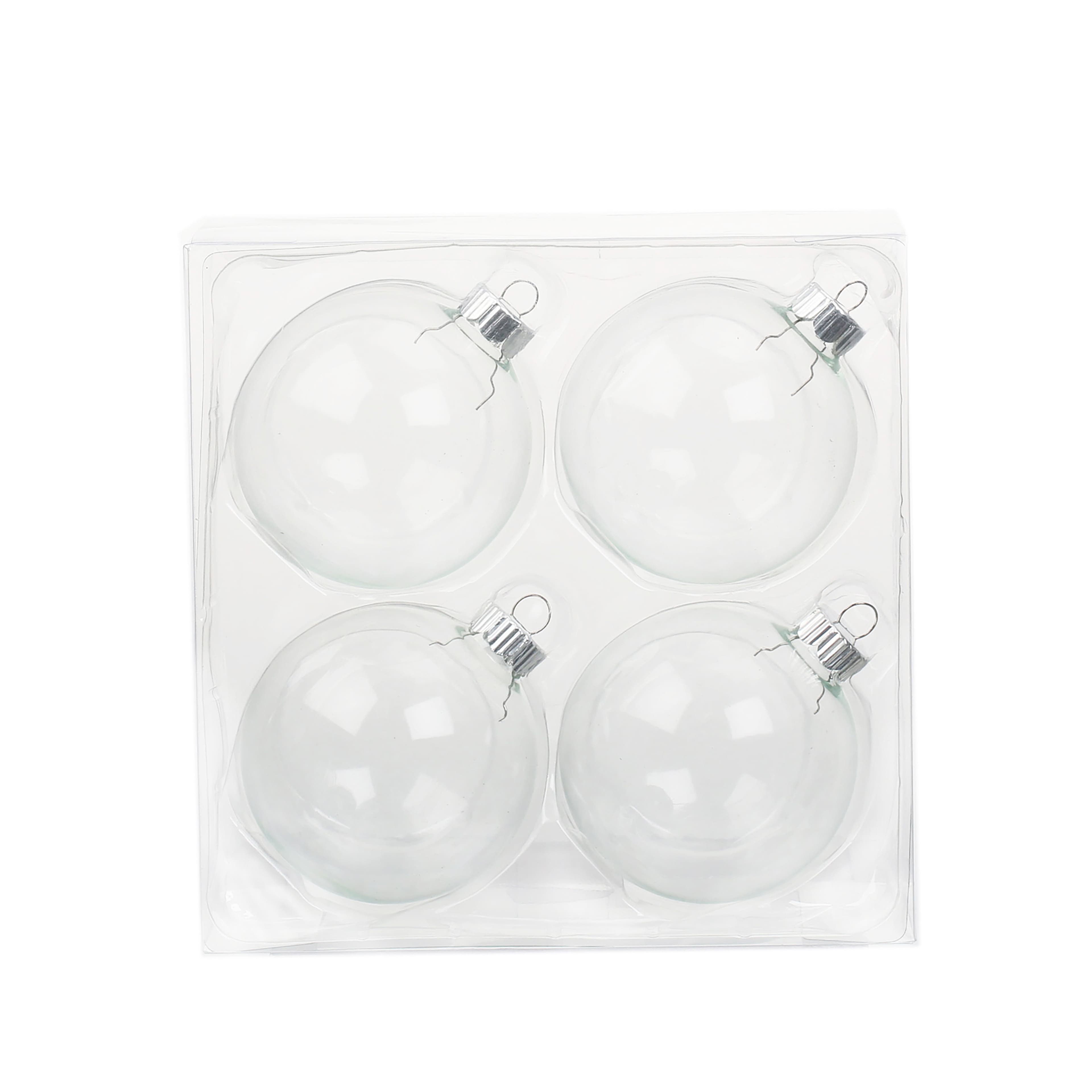 4 Pack 3.25&#x22; Clear DIY Glass Ball Ornaments by Make Market&#xAE;
