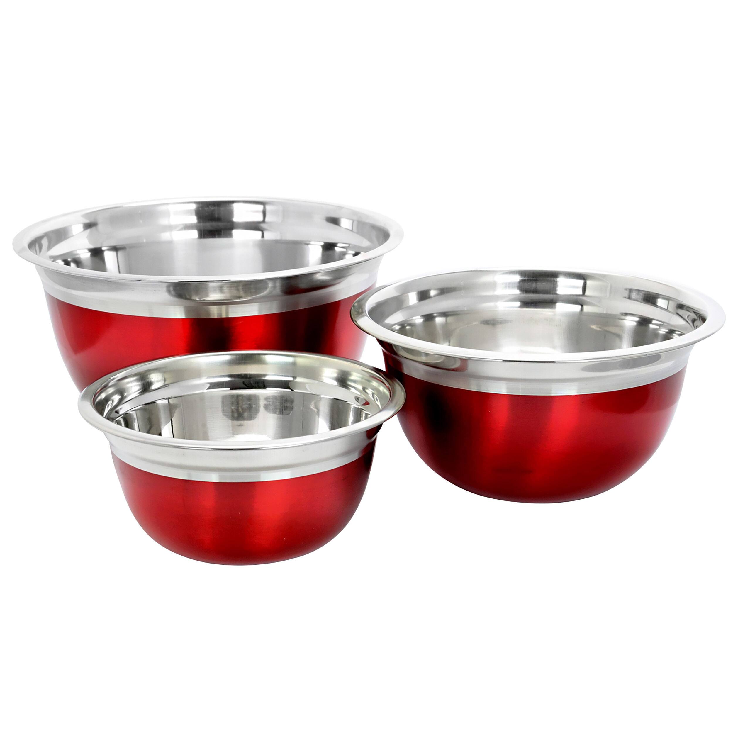 Oster Rosamond Red Stainless Steel Mixing Bowl Set