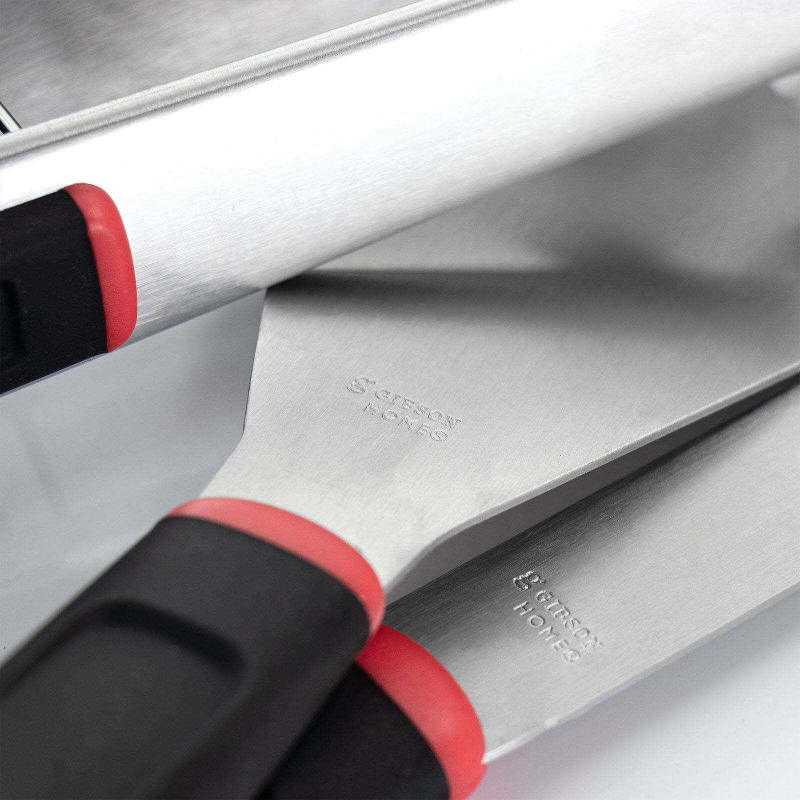 Gibson Home® Black & Red Huckleberry 3 Piece Stainless Steel BBQ Tool Set