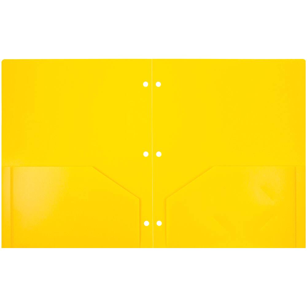 JAM Paper 3-Hole Heavy Duty Plastic Pocket Folder, 6ct.