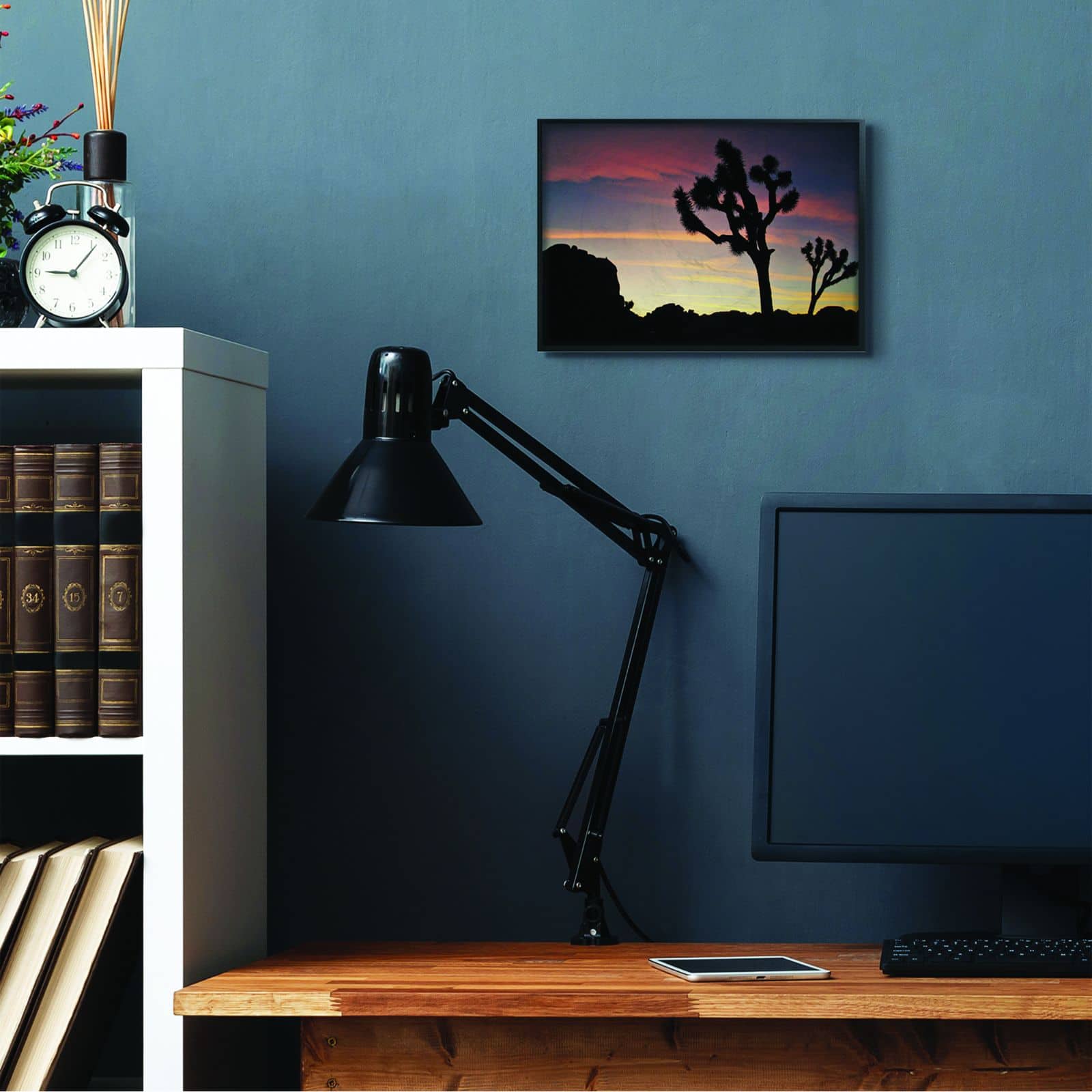 Stupell Industries Desert Tree Sunset Silhouette Wall Art in Black Frame