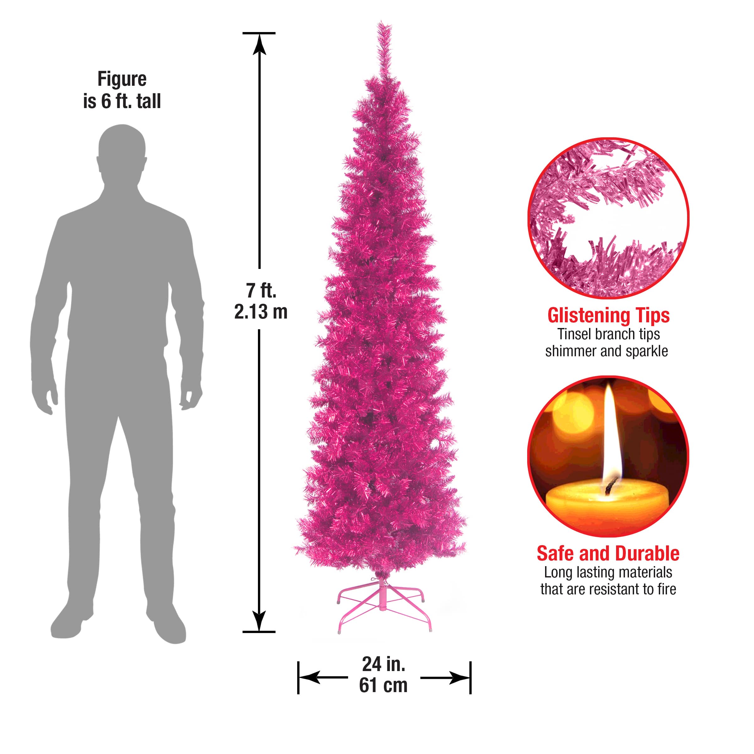 7ft. Unlit Tinsel Artificial Christmas Tree