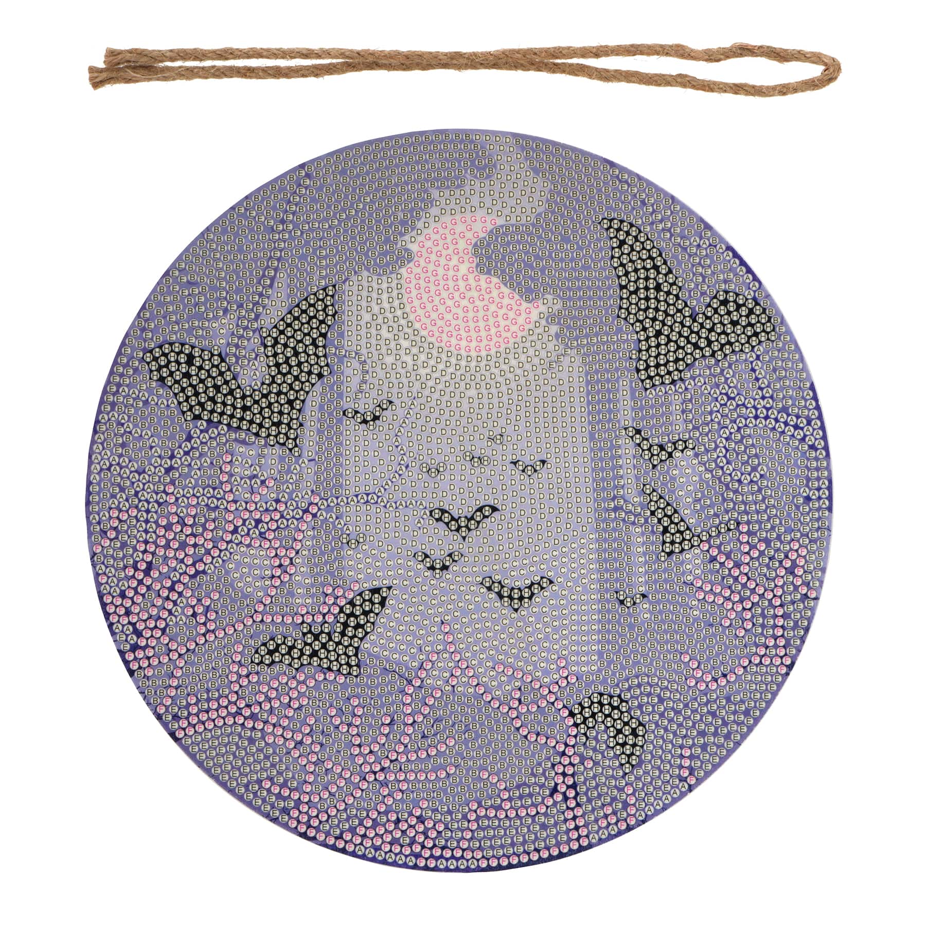 8" Glow-in-the-Dark Bats Round Wood Plaque Diamond Art Kit by Make Market®