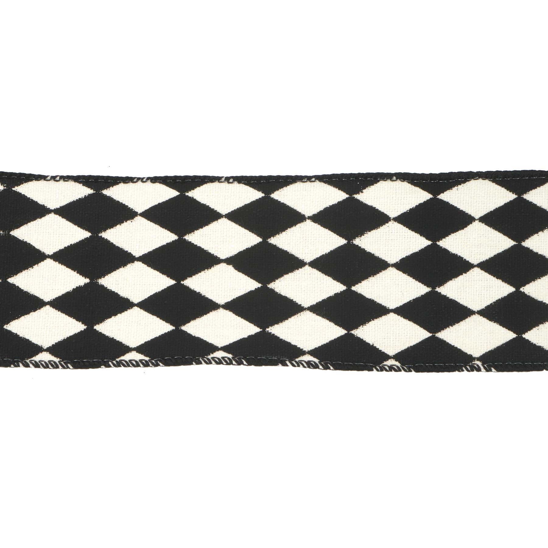 2.5&#x22; x 20ft. Black &#x26; White Rhombus Wired Ribbon by Celebrate It&#xAE; Halloween