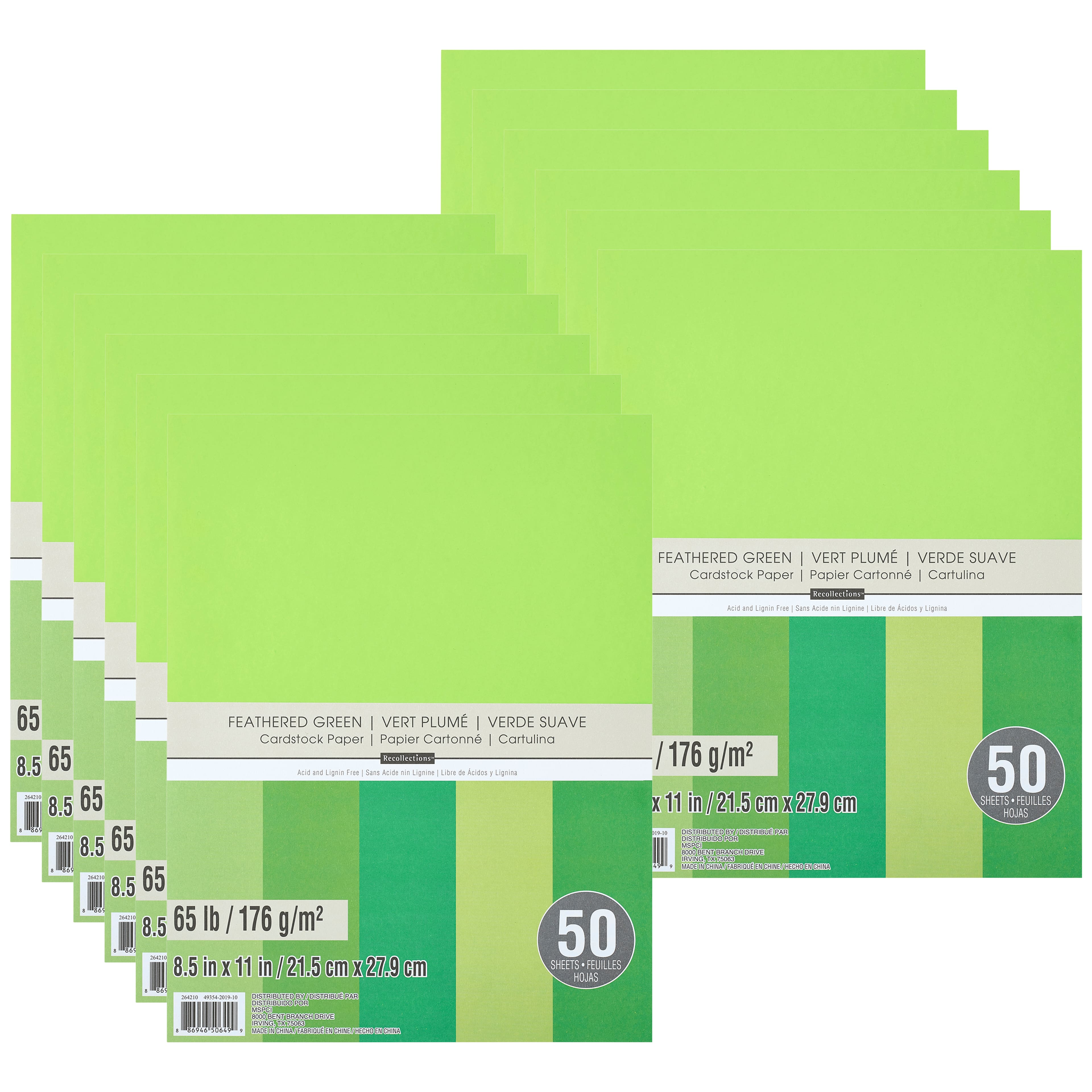 12 Packs: 50 ct. (600 total) Feathered Greens 8.5&#x22; x 11&#x22; Cardstock Paper by Recollections&#x2122;