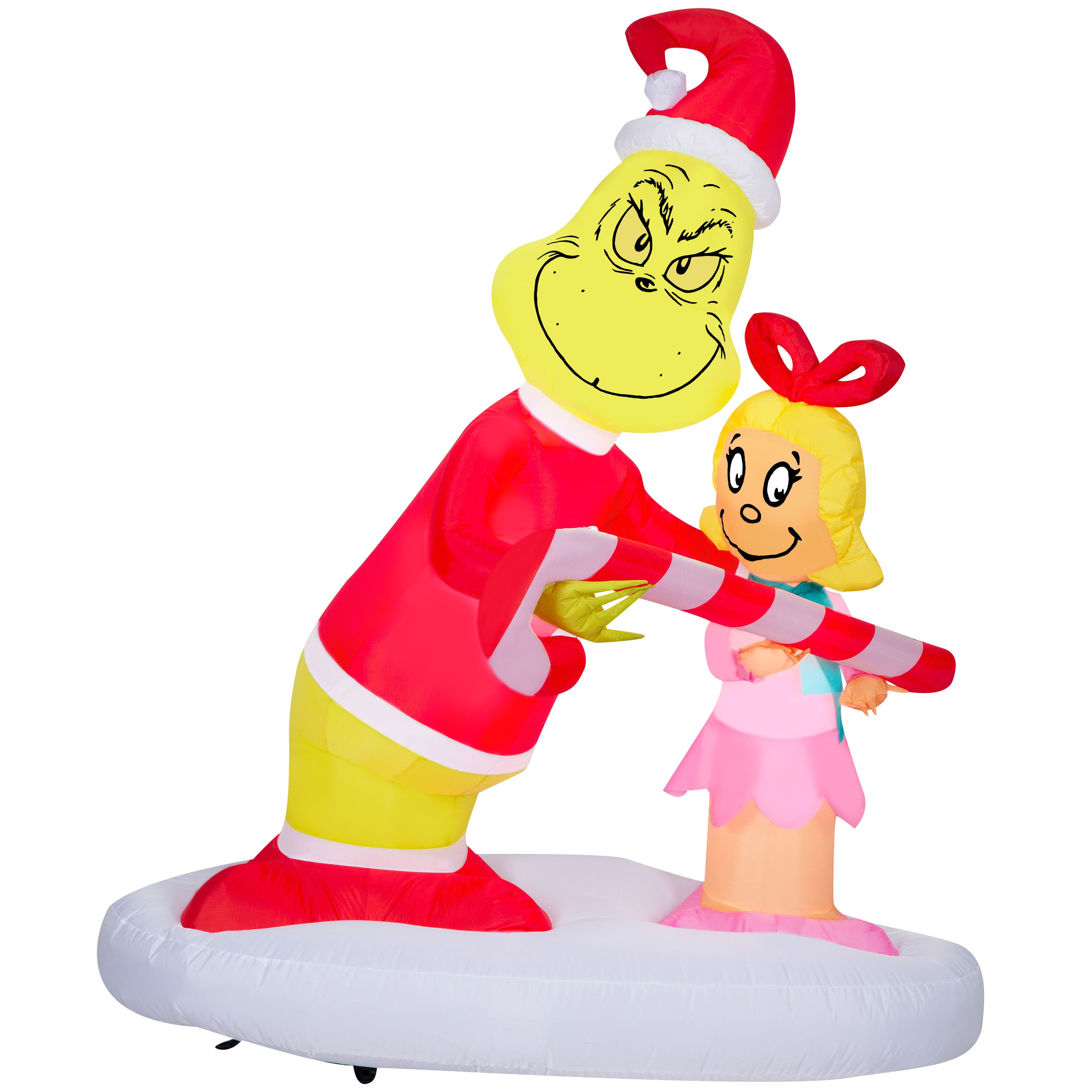 5.5ft. Airblown® Inflatable Christmas Grinch Passing Out Candy Canes to Cindy Lou