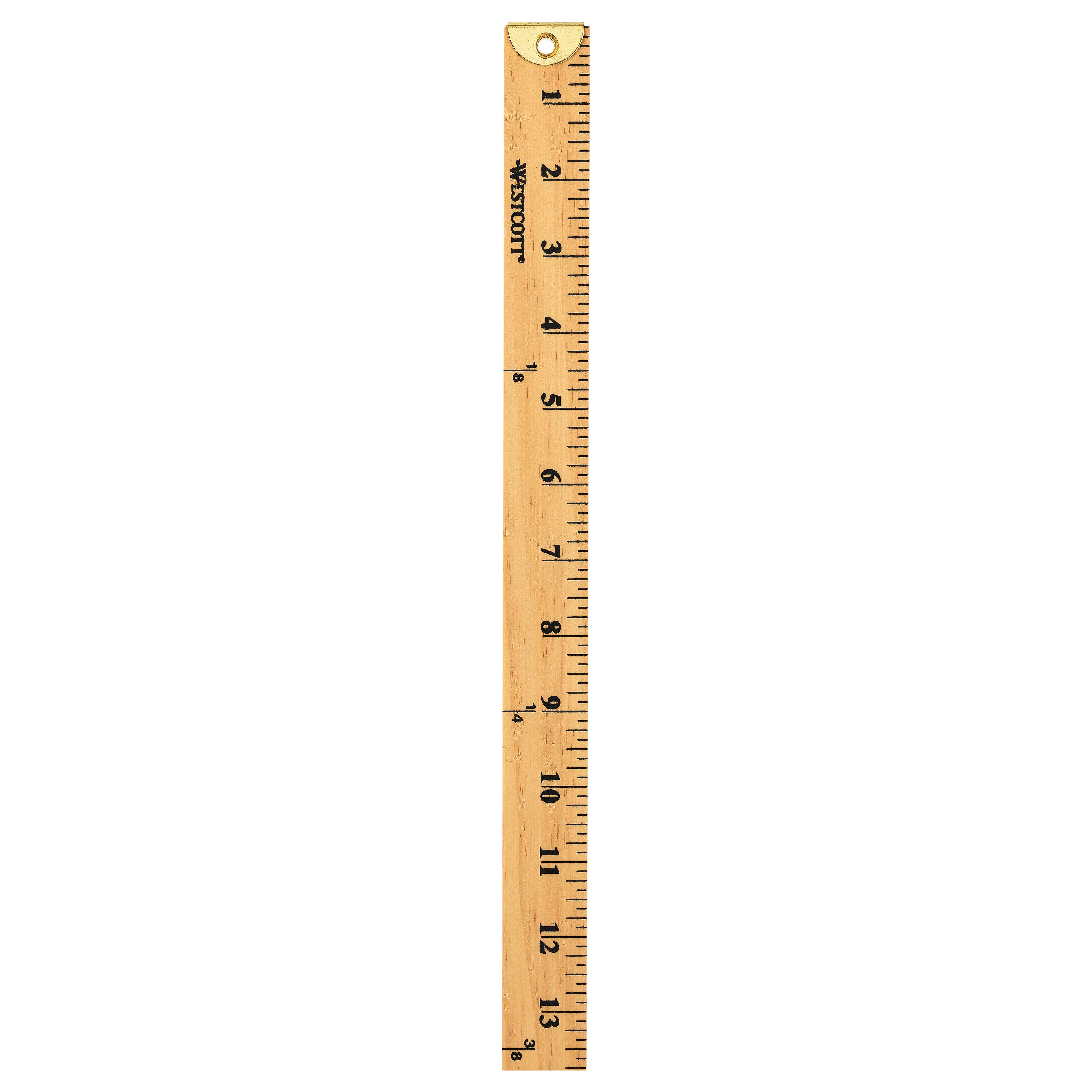 Westcott 10425 36 Wood Yard Stick with Metal Ends - 1/8 Standard Scale