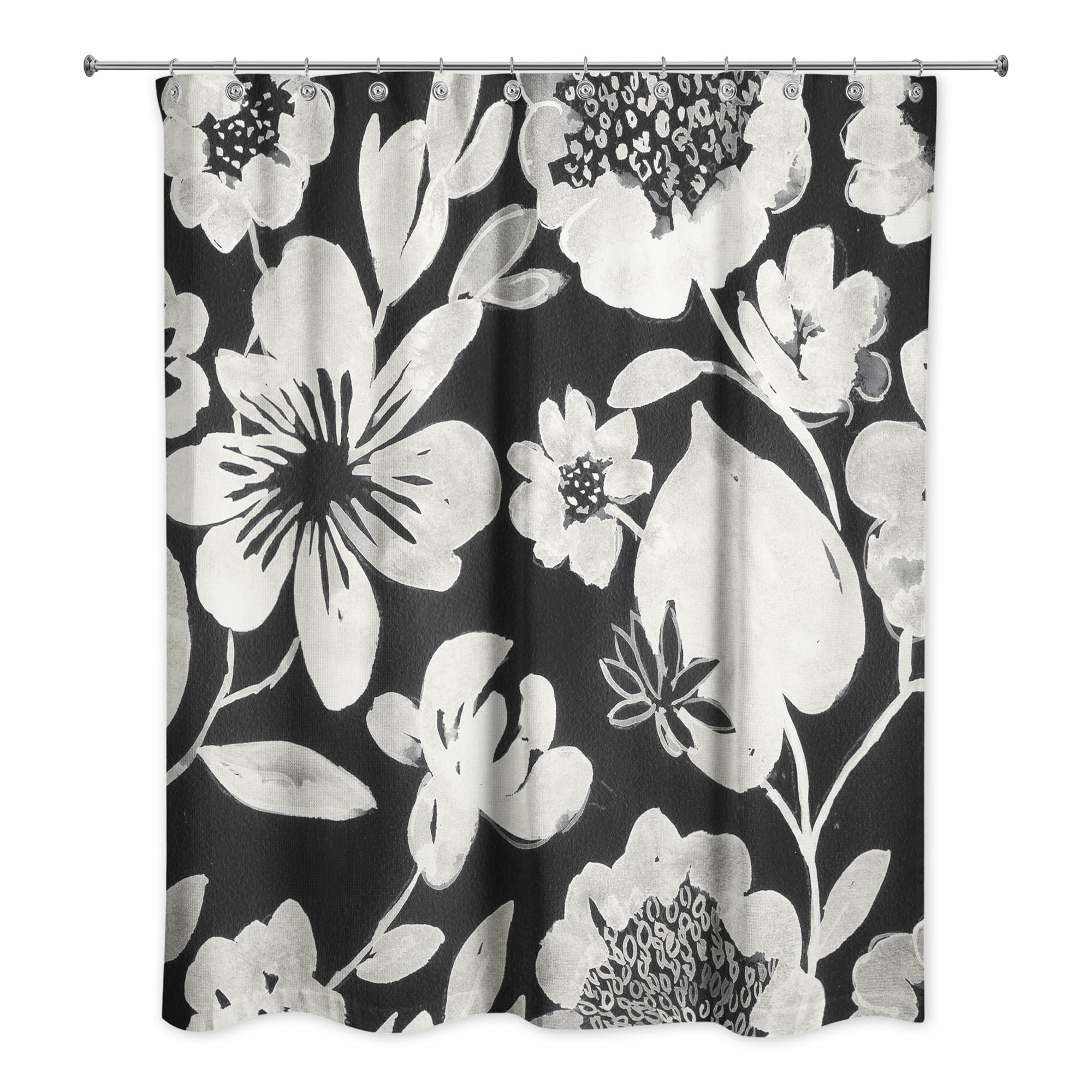 Cream Florals 71&#x22; x 74&#x22; Shower Curtain