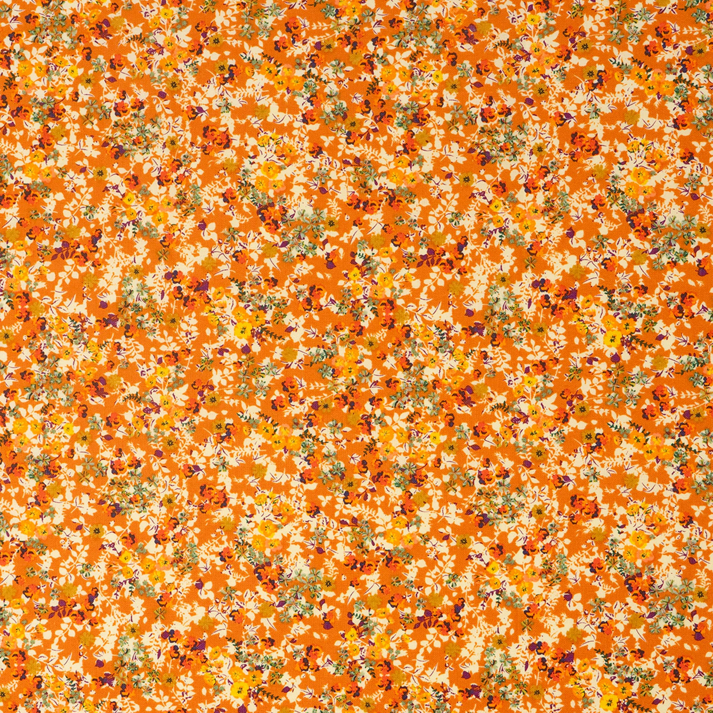 SINGER Orange Floral Packed Cotton Fabric