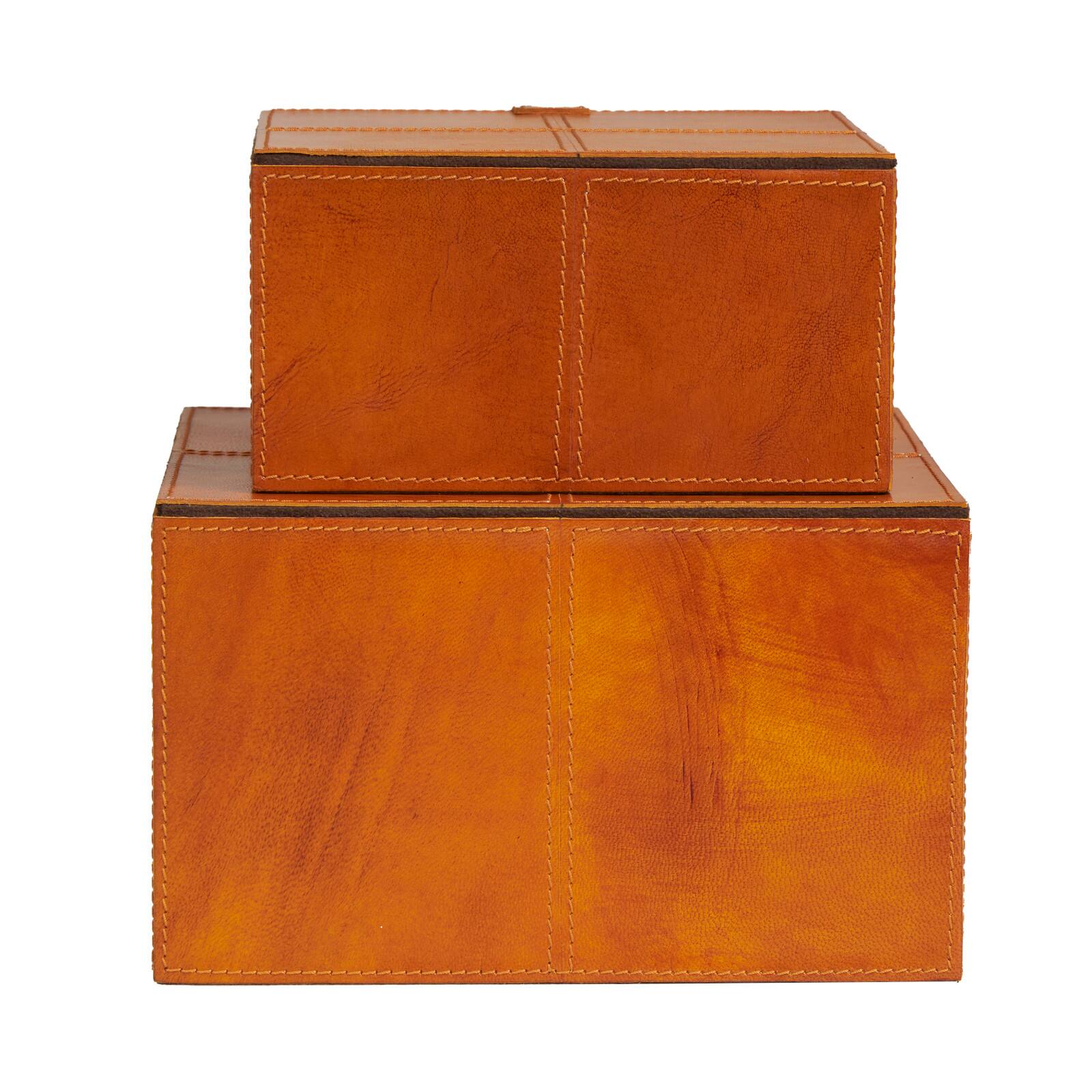 Brown Leather Storage Box Set
