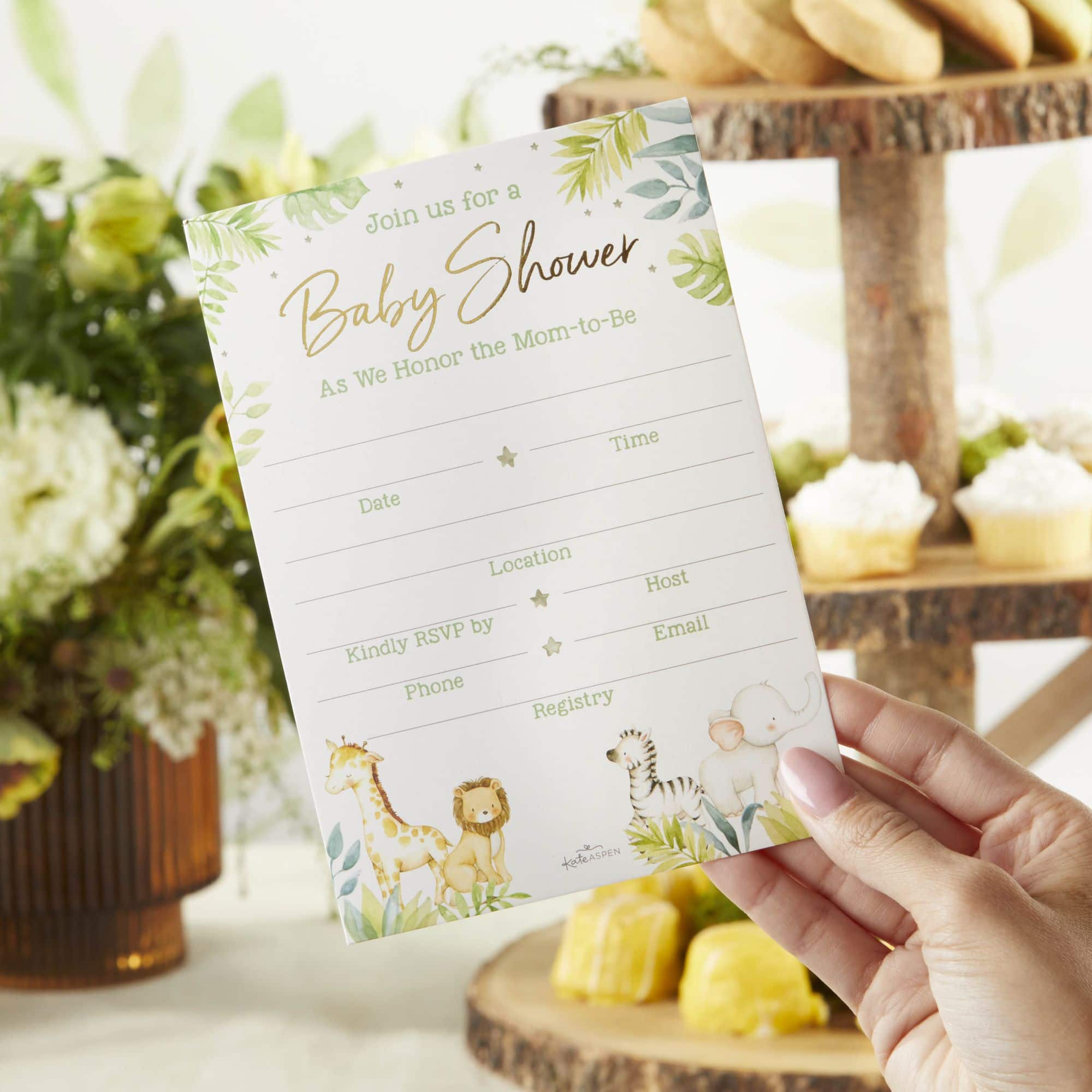 Kate Aspen Safari Baby Shower Invitation &#x26; Thank You Card Bundle Set