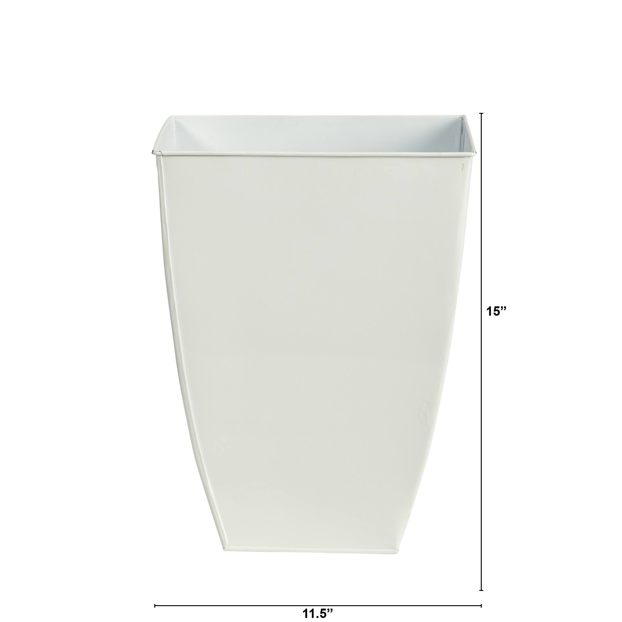 15&#x22; White Square Tin Planter