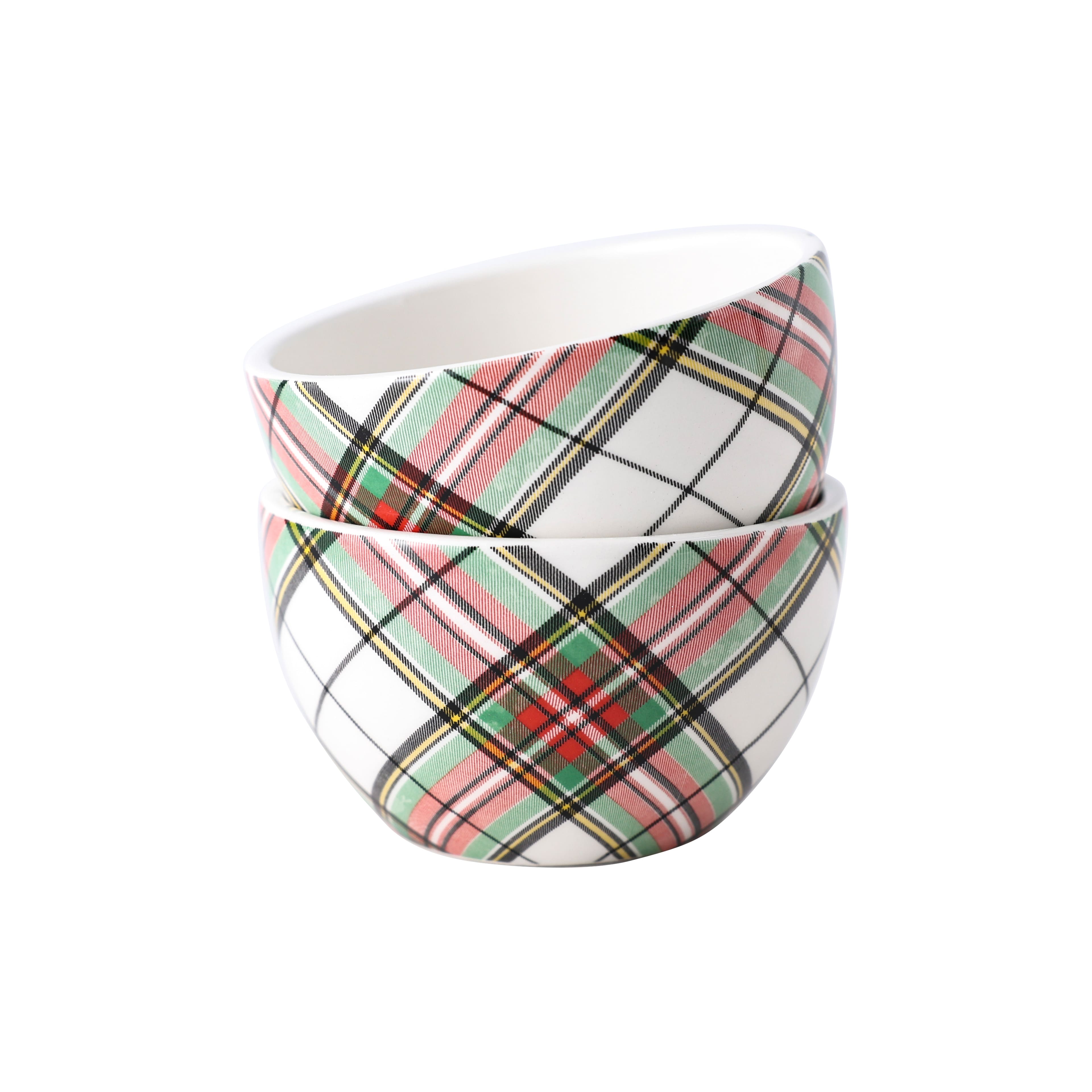 4&#x22; Green &#x26; Red Plaid Ceramic Bowl by Ashland&#xAE;