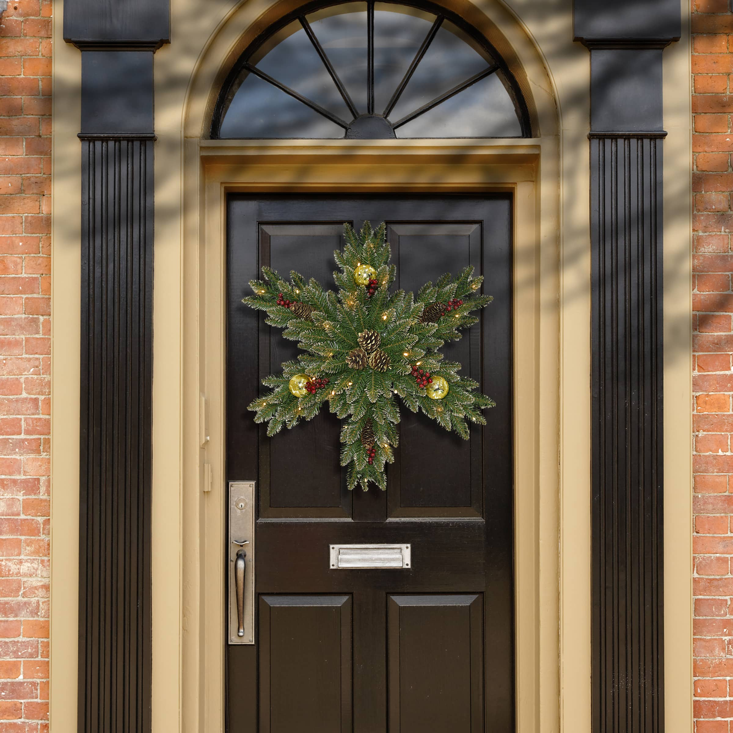 32&#x22; Glittery Gold Dunhill&#xAE; Fir Snowflake with Warm White LED Lights