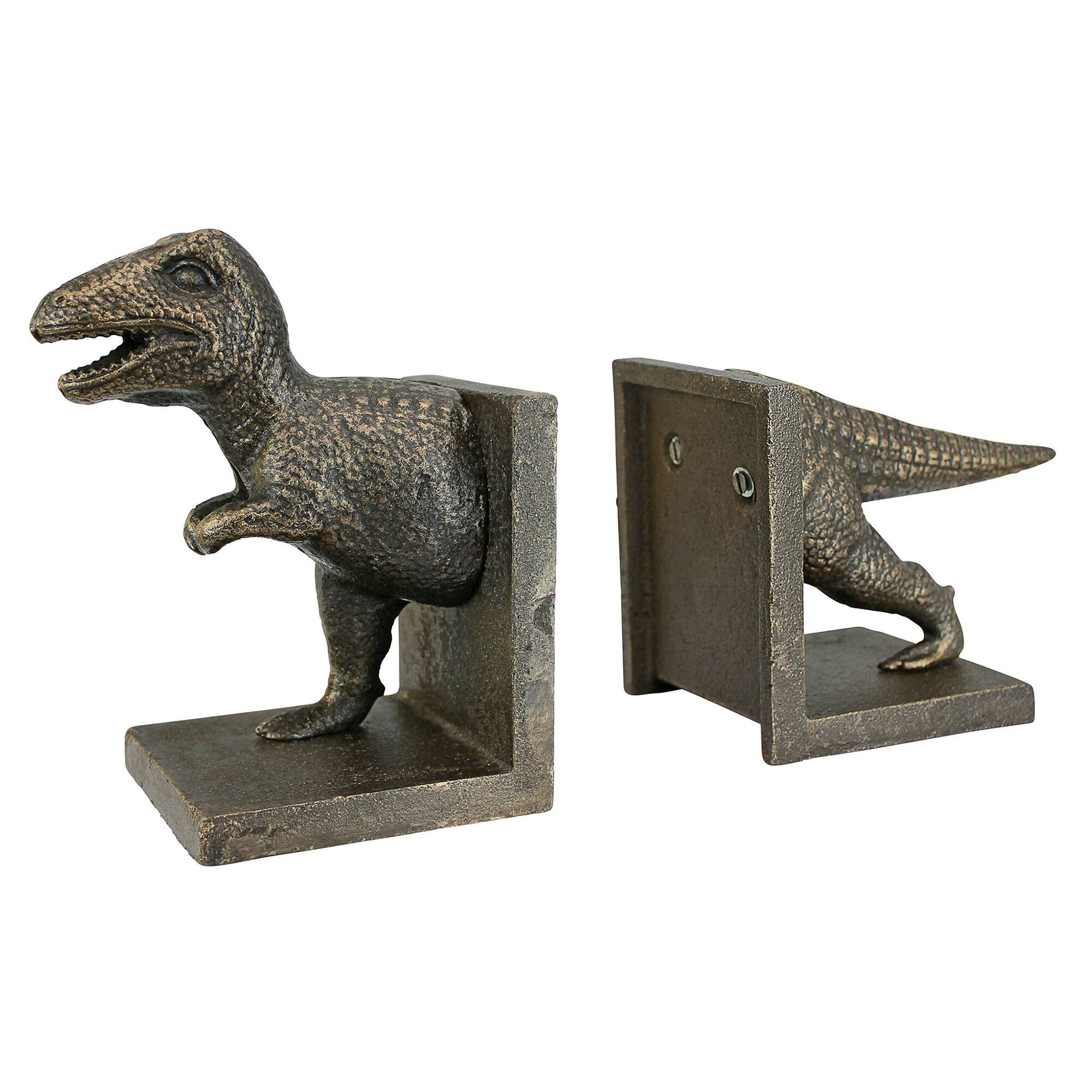 11.5" T-Rex Dinosaur Cast Iron Sculptural Bookend Set