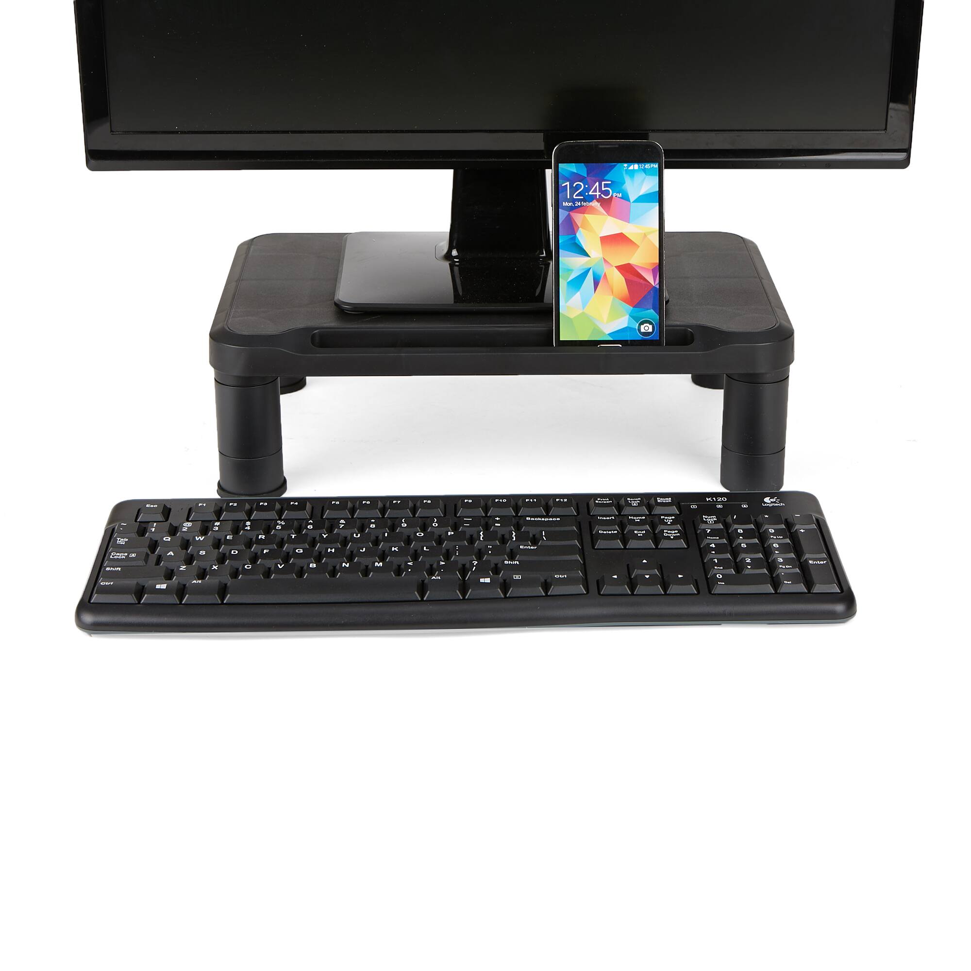 Mind Reader Small Black Monitor Stand