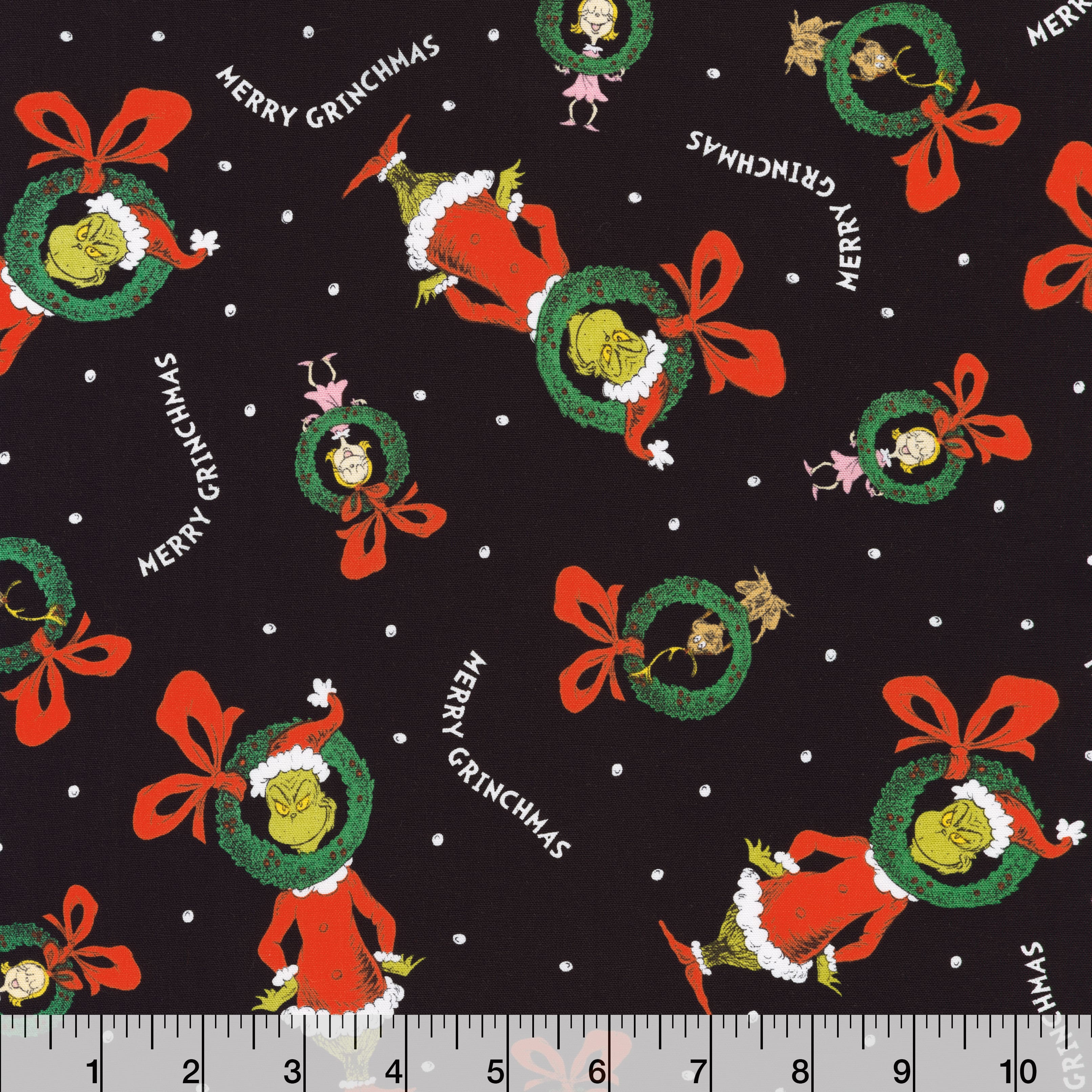 Dr. Seuss™ Grinch Wreath Toss Cotton Fabric