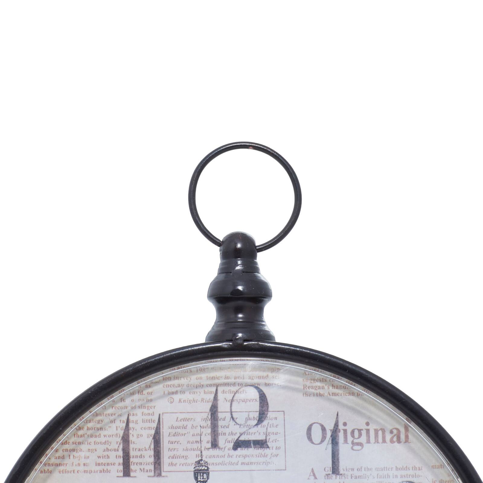 12&#x22; Wide Round Vintage Black Metal Clock Set