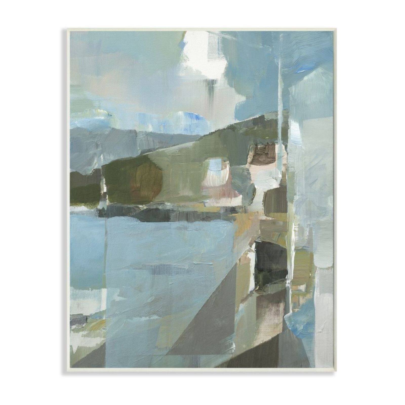 Stupell Industries Blue & Green Abstract Coastal Landscape Wall Plaque