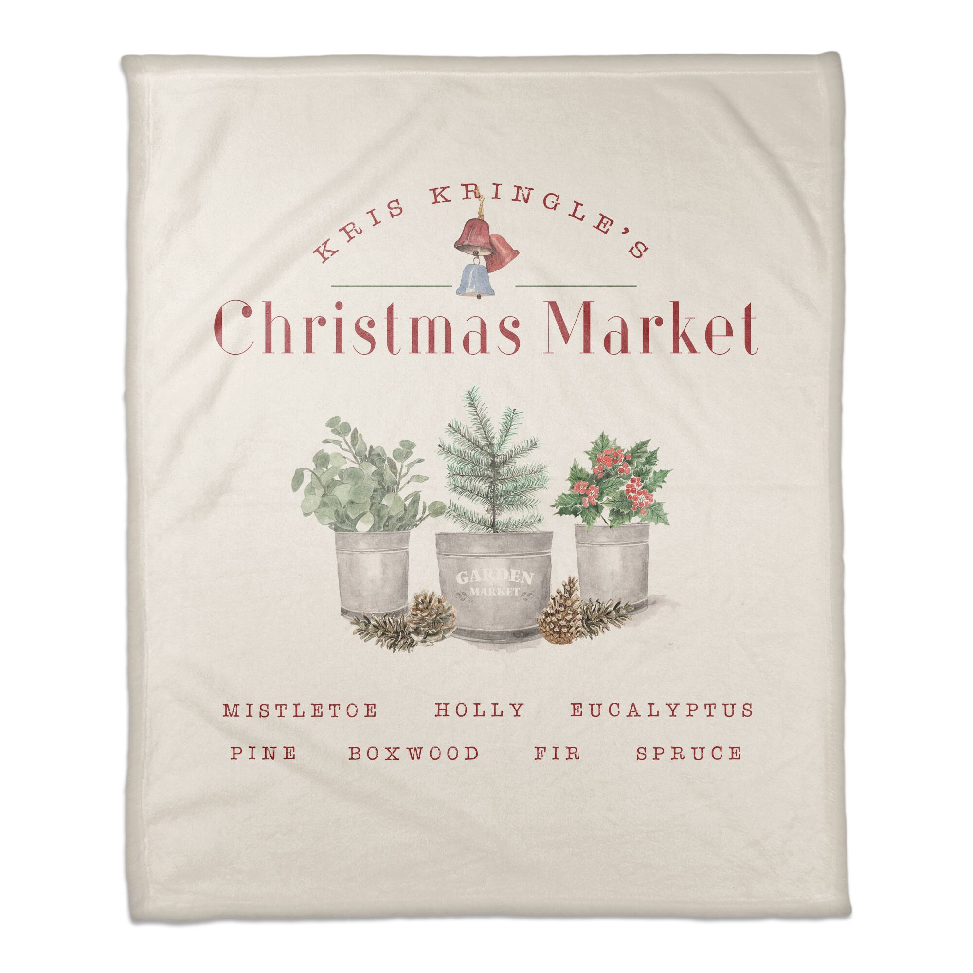 Kringle&#x27;s Christmas Market Coral Fleece Blanket