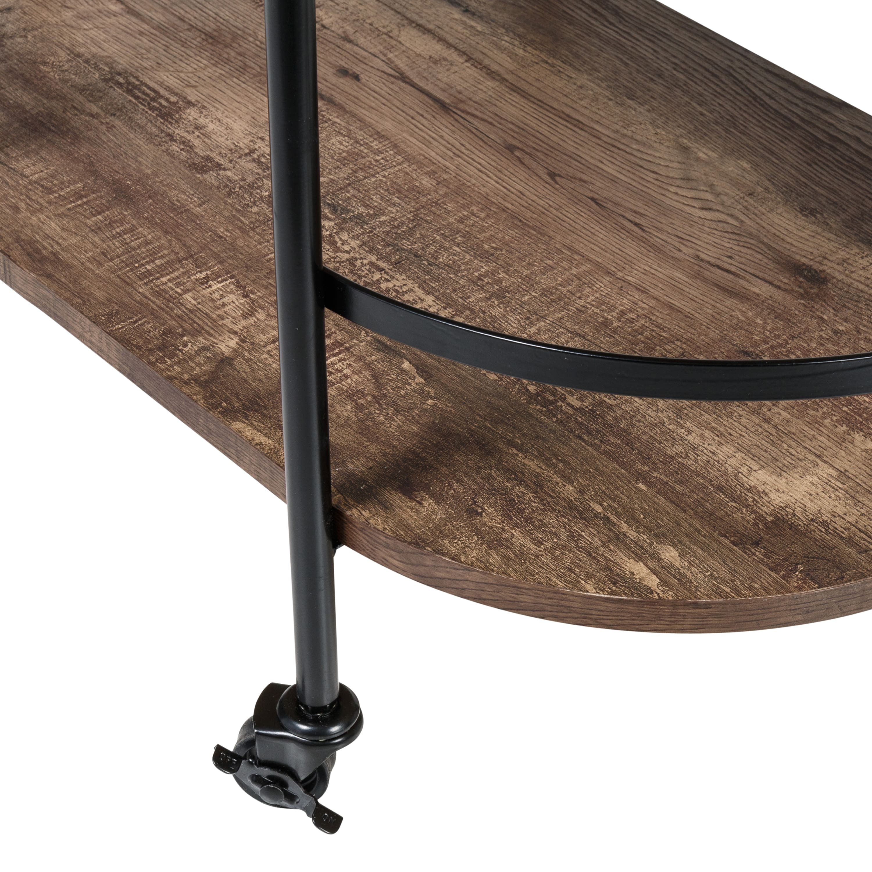 Honey Can Do 3-Tier Black &#x26; Rustic Brown Rolling Bar &#x26; Serving Cart