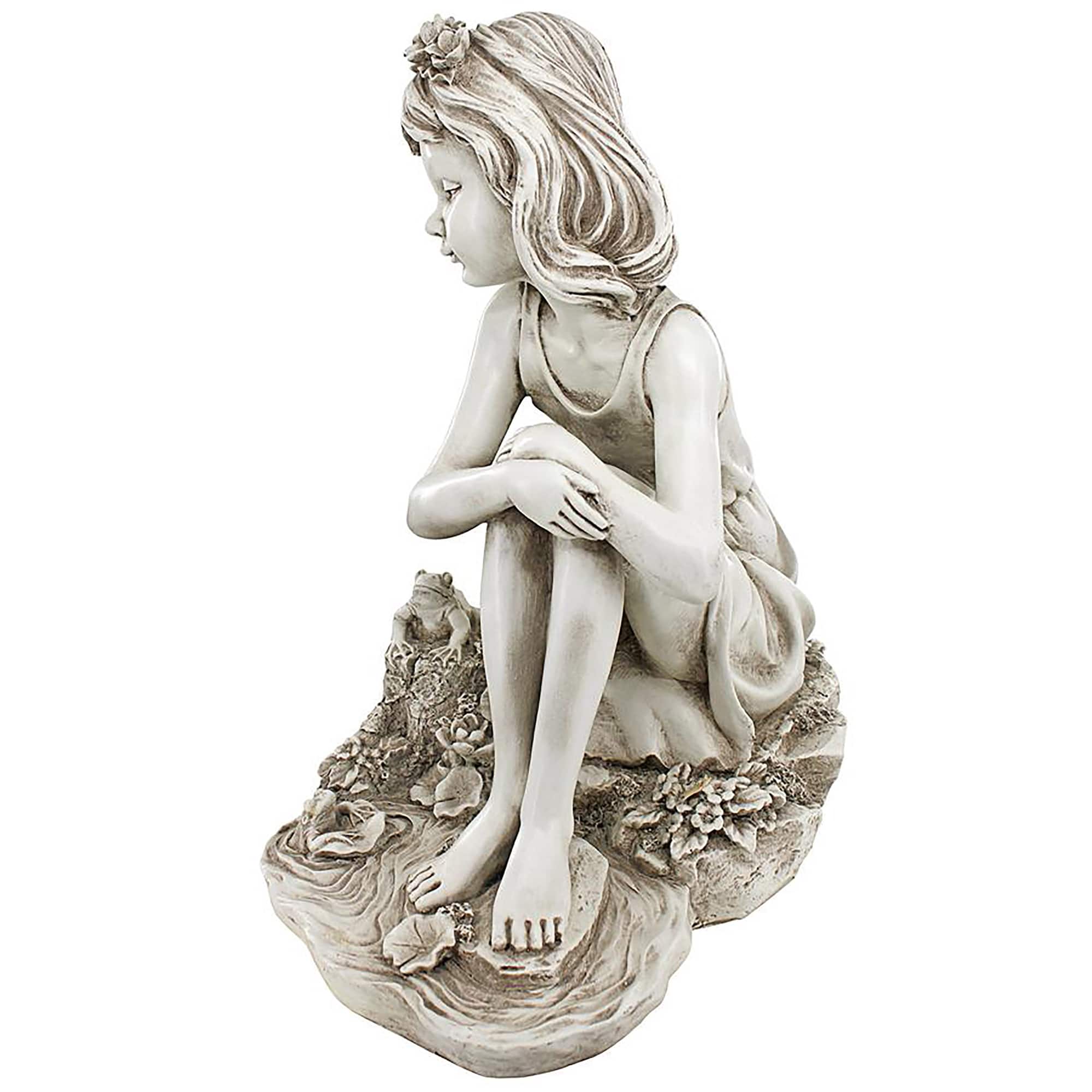 Design Toscano 17" Pausing by the Pond Little Girl Garden Statue
