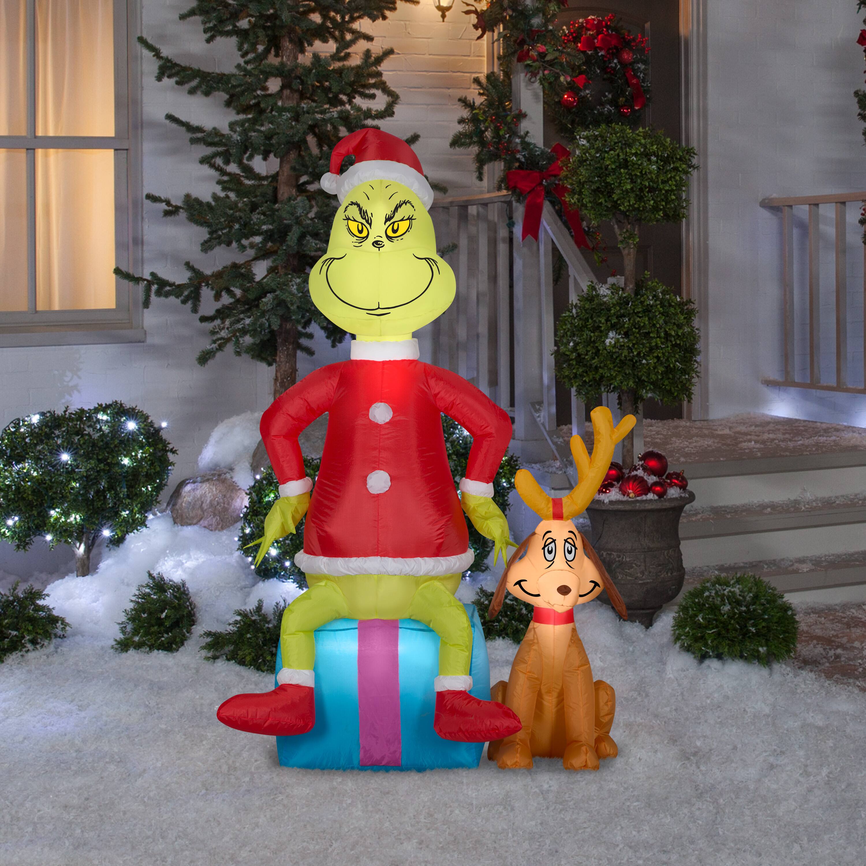 5ft. Airblown® Inflatable Grinch with Max Scene Dr. Seuss | Michaels