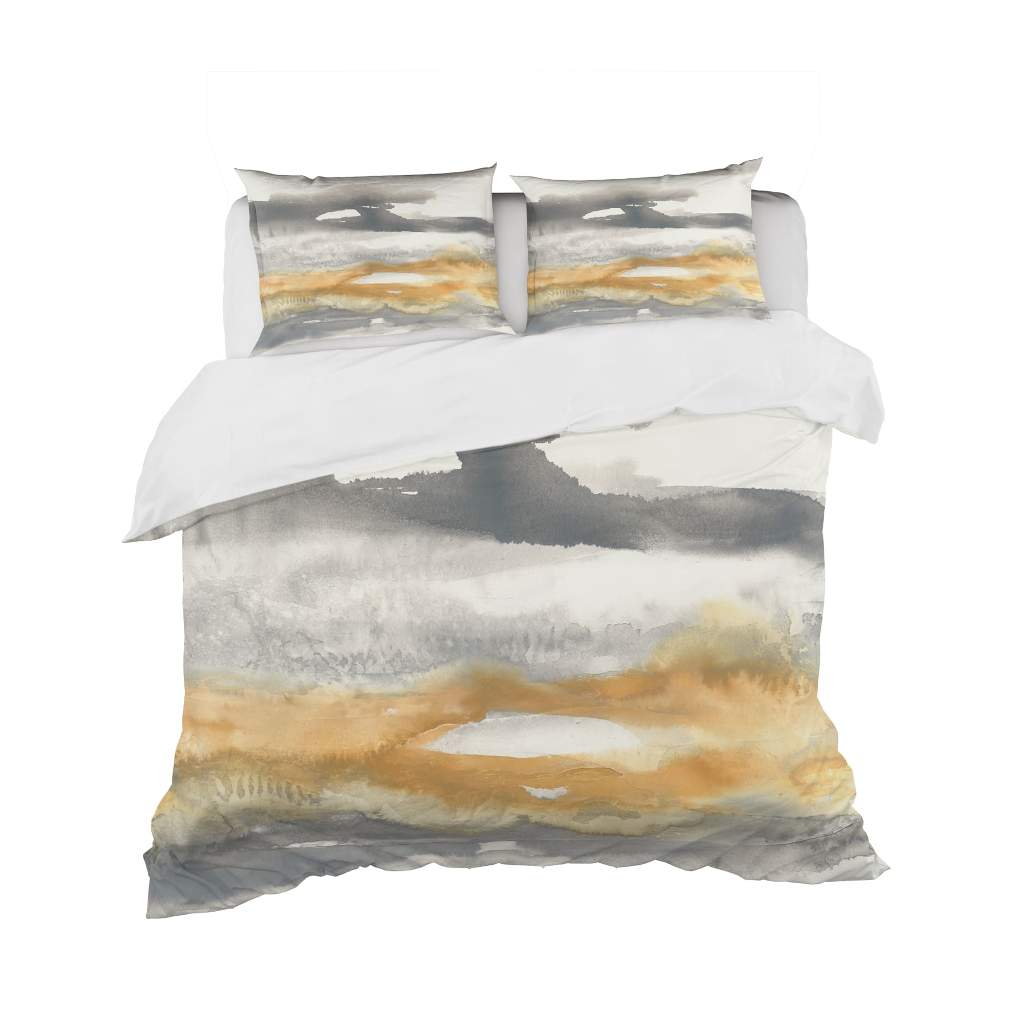 Designart &#x27;Gold Glamour Direction I&#x27; Glam Bedding Set - Duvet Cover &#x26; Shams