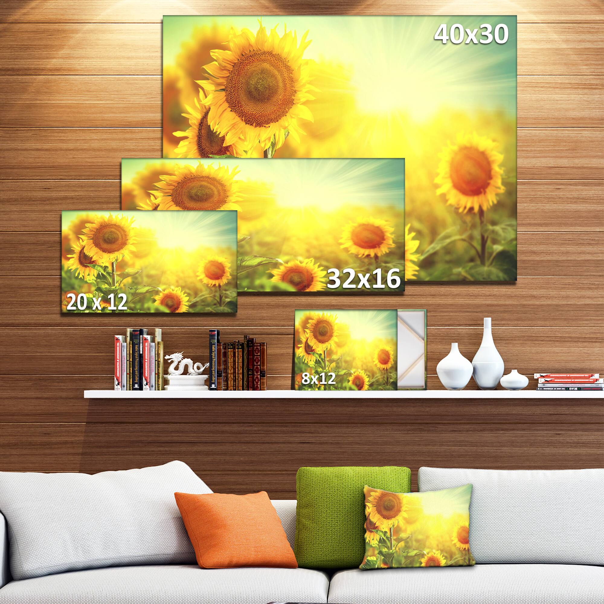 Designart - Sunflowers blooming on the field - Large Animal Canvas Art Print