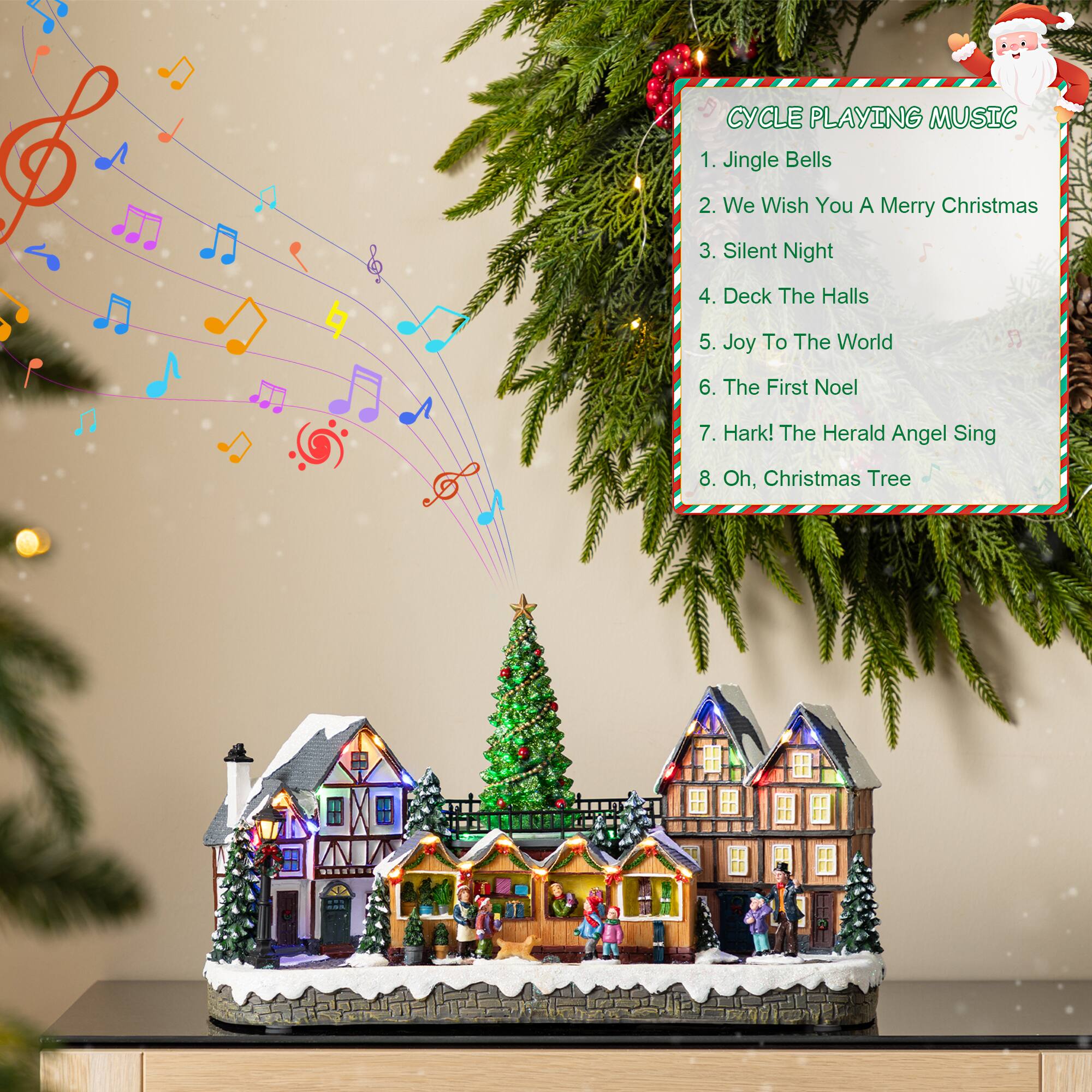 Glitzhome&#xAE; 15.25&#x22; Christmas Oversized Resin Lighted Table Village Decor