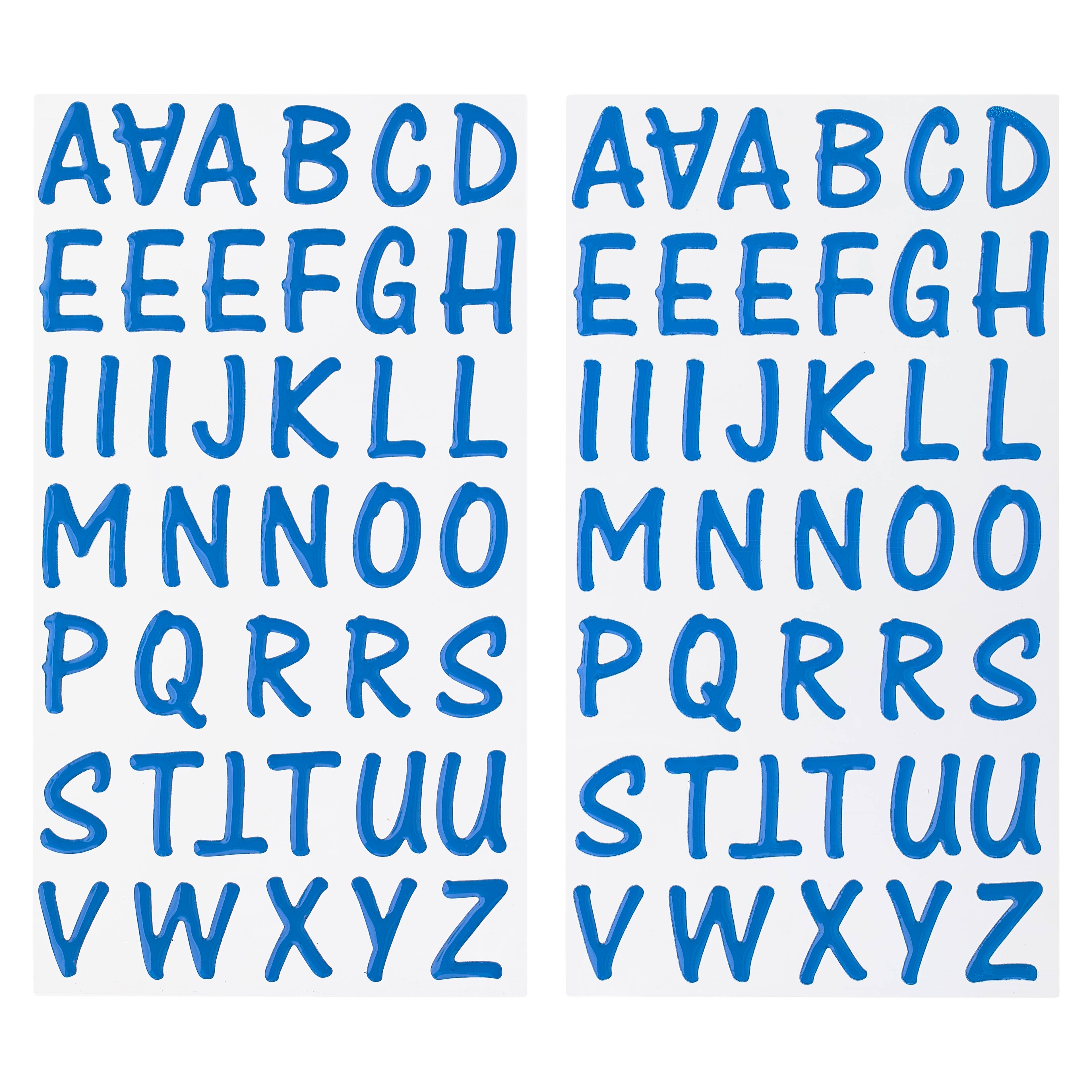12 Packs: 80 ct. (960 total) Epoxy Blue Alphabet Stickers by Recollections™