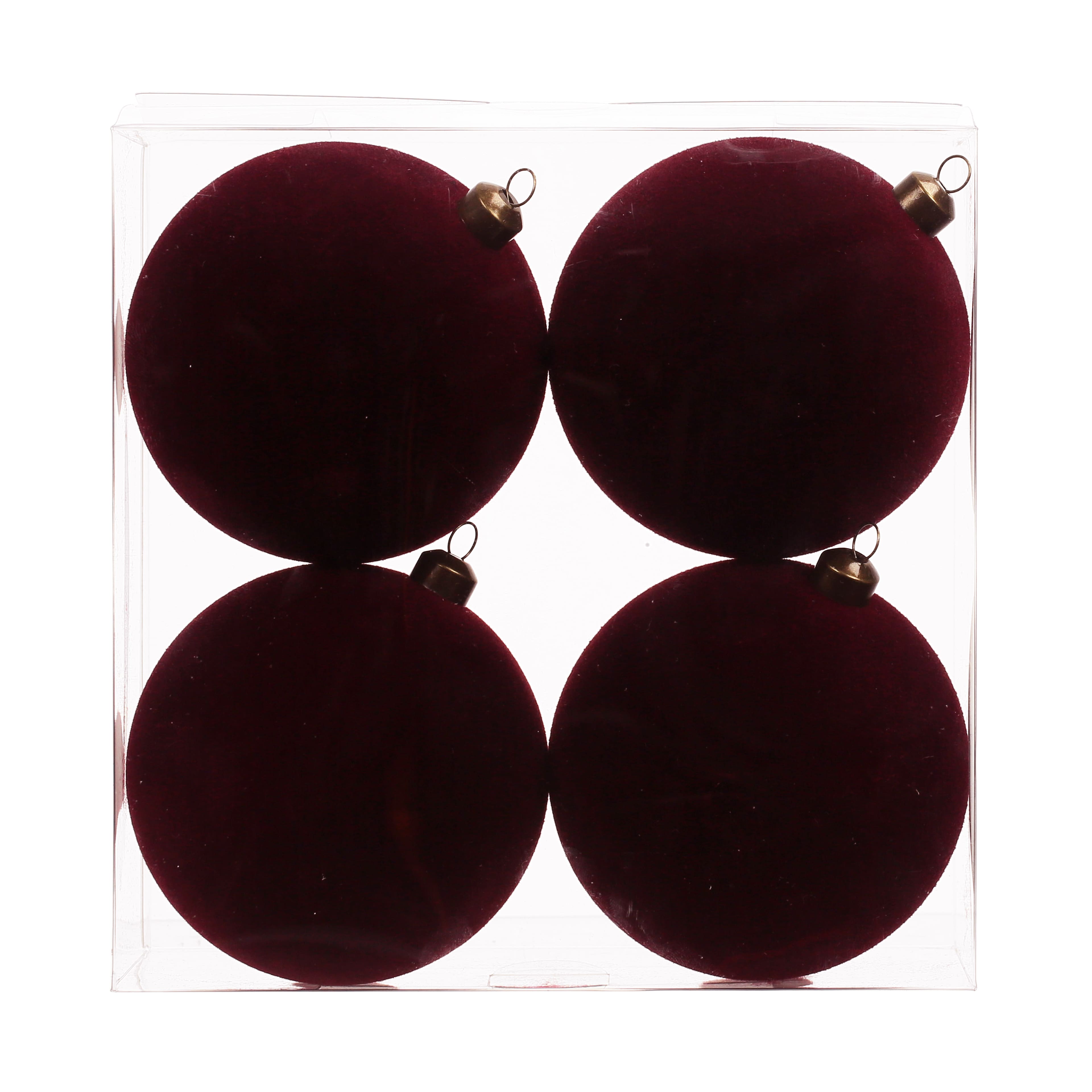 4 Pack 3.8&#x22; Flocked Shatterproof Ball Ornaments by Ashland&#xAE;