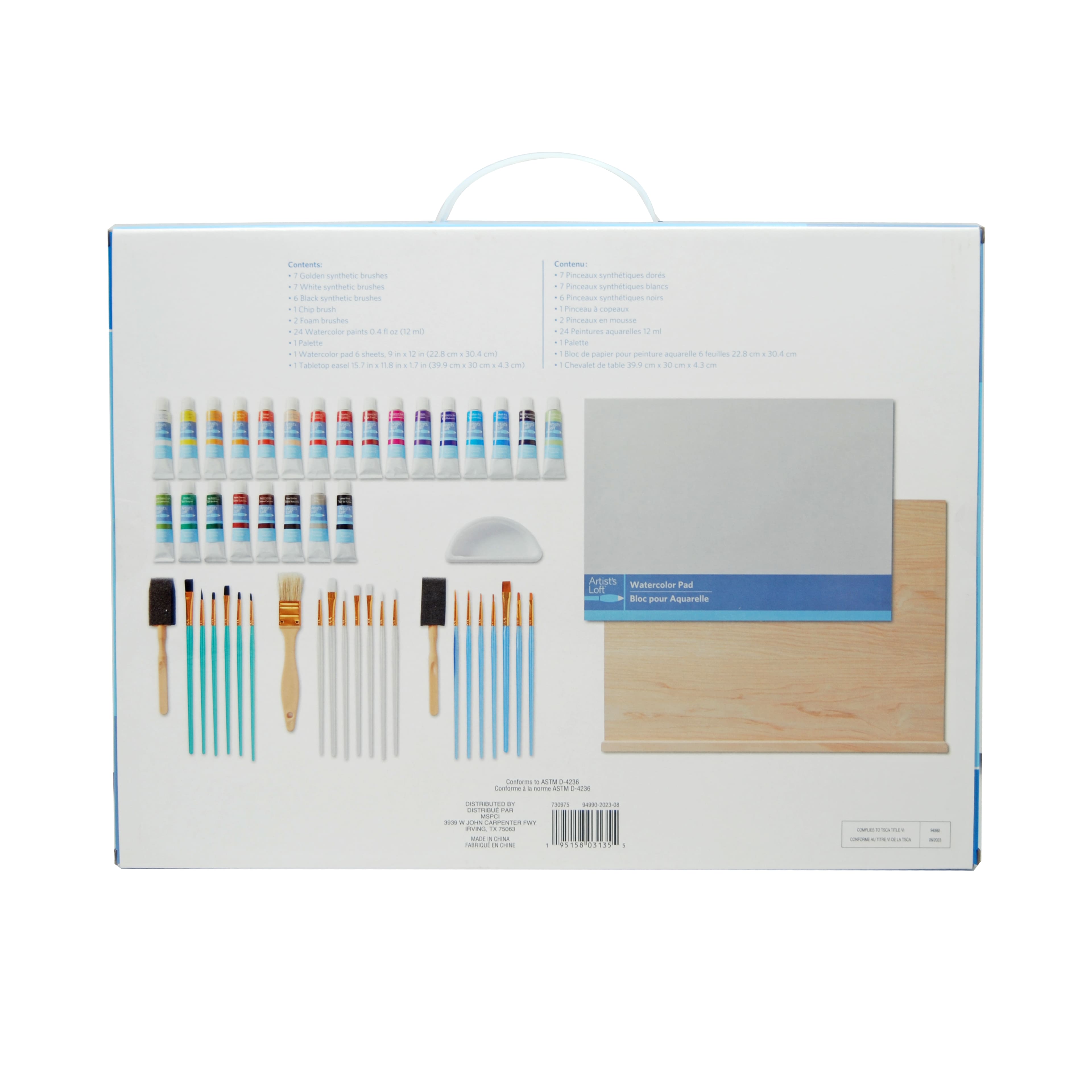 50-Piece Watercolor Paint Set with Easel by Artist's Loft™