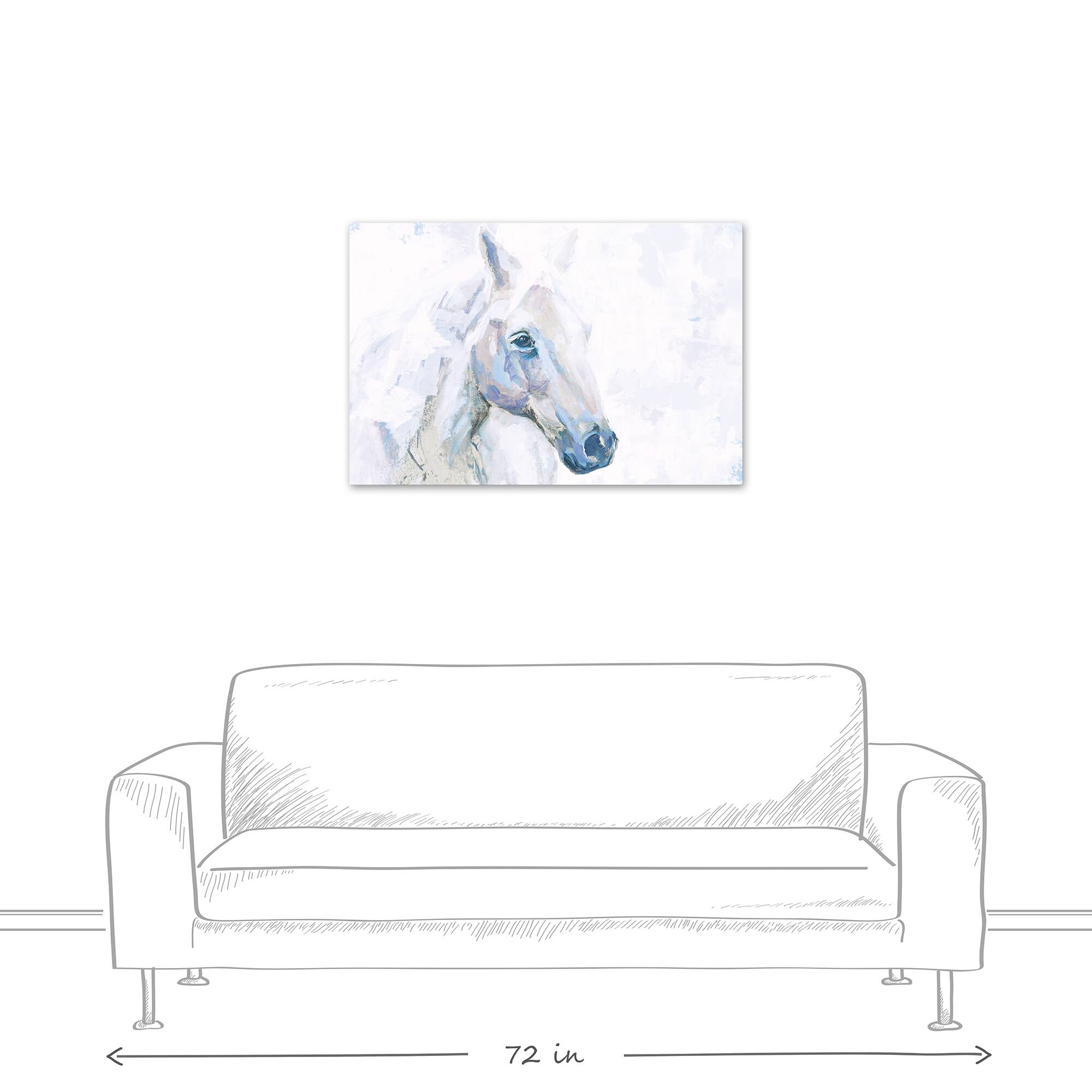 Light Blue Horse 36" x 24" Canvas Wall Art