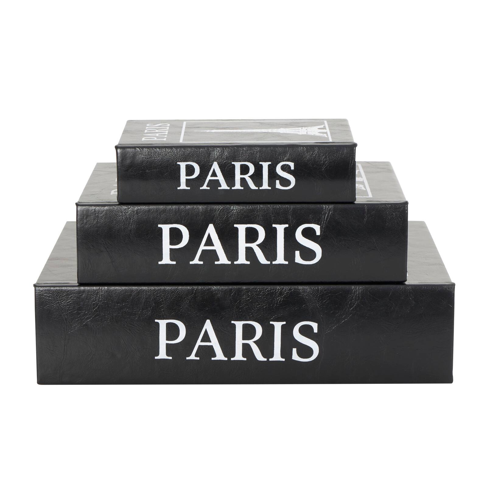 Black Eiffel Tower Paris Storage Book Box Set